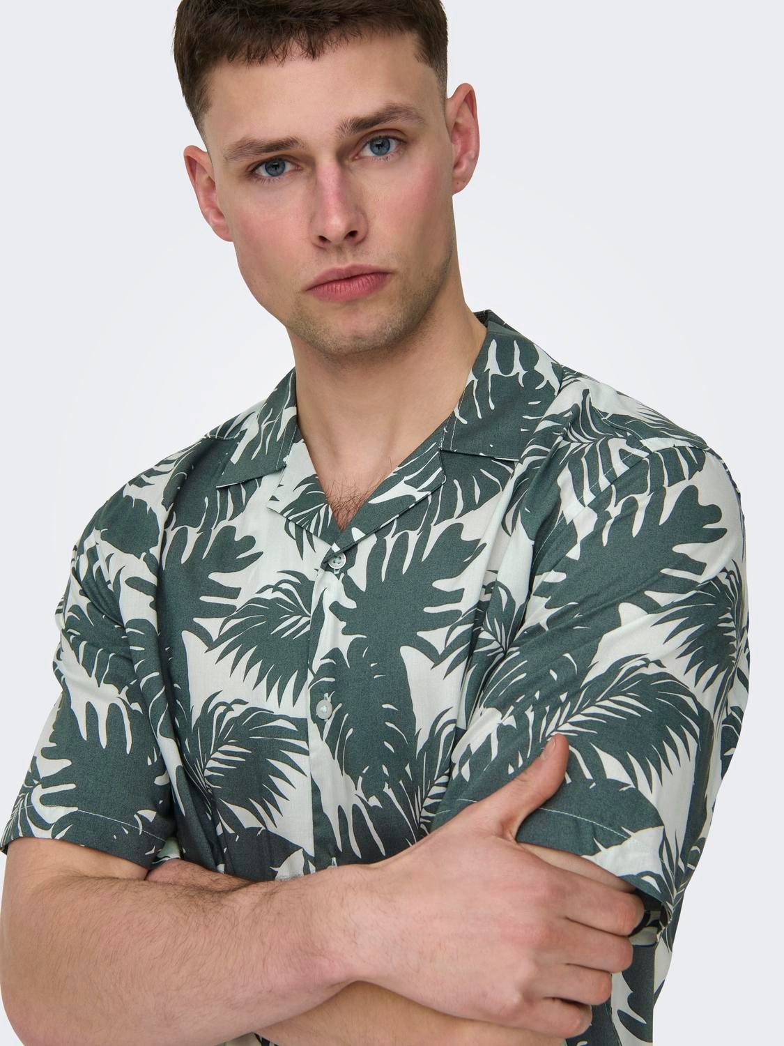 ONLY & SONS Short sleeved shirt with pattern -Surf Spray - 22028400