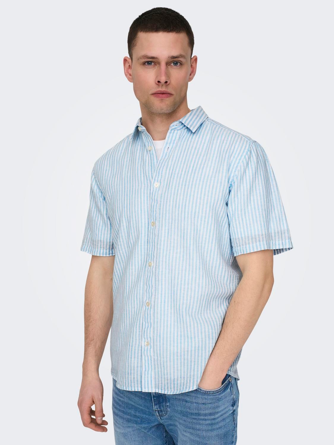ONLY & SONS Slim Fit Skjortkrage Skjorta -Cashmere Blue - 22028416