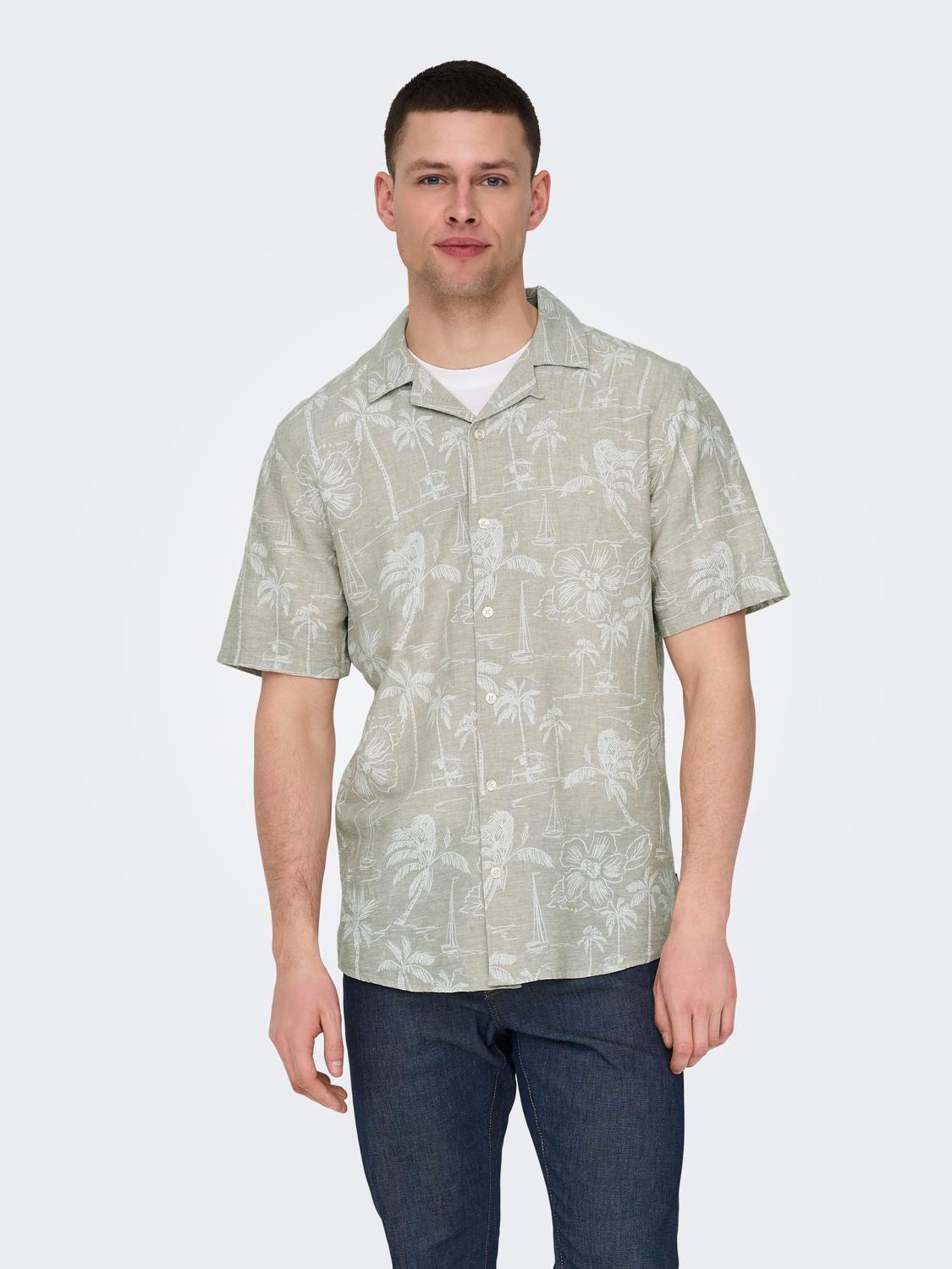 ONLY & SONS Shirt with short sleeves -Chinchilla - 22028423