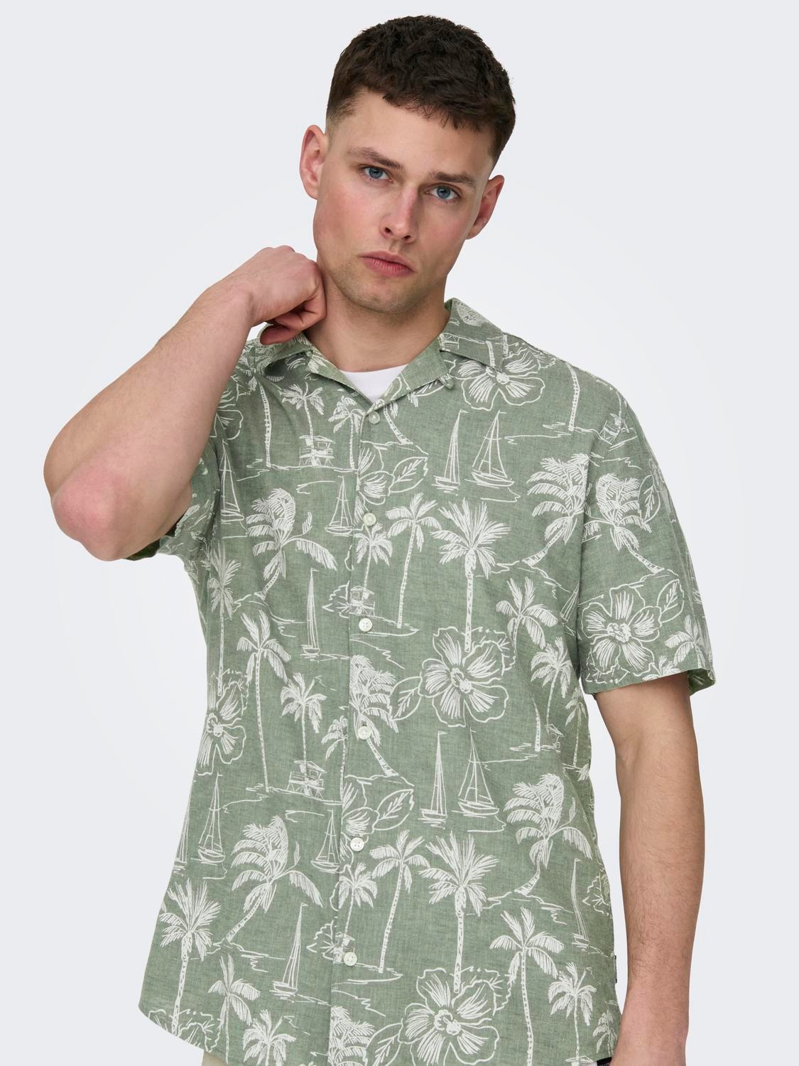ONLY & SONS Regular Fit Shirt collar Shirt -Swamp - 22028423