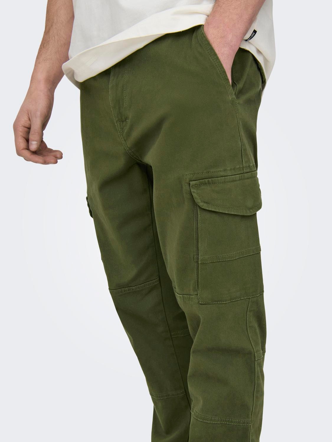ONLY & SONS Tapered Fit Trousers -Olive Night - 22028434