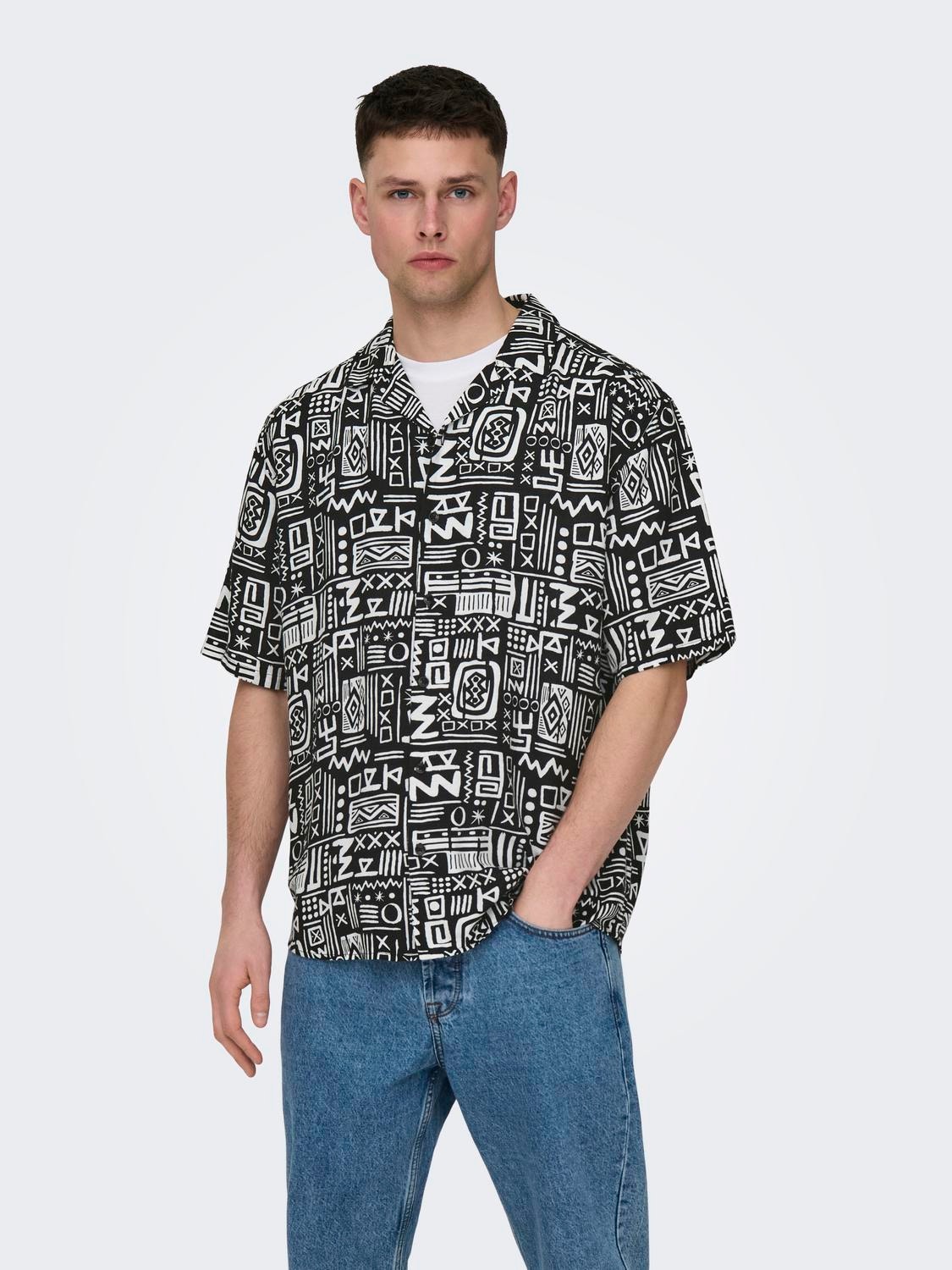ONLY & SONS Short sleeved shirt with pattern -Black - 22028514