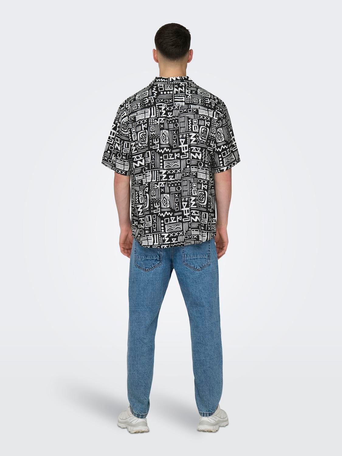 ONLY & SONS Kortærmet skjorte med mønster -Black - 22028514