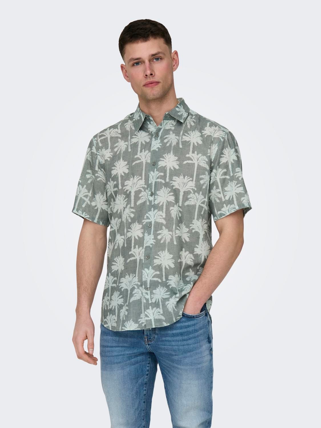 ONLY & SONS Short sleeves shirt -Dark Forest - 22028516