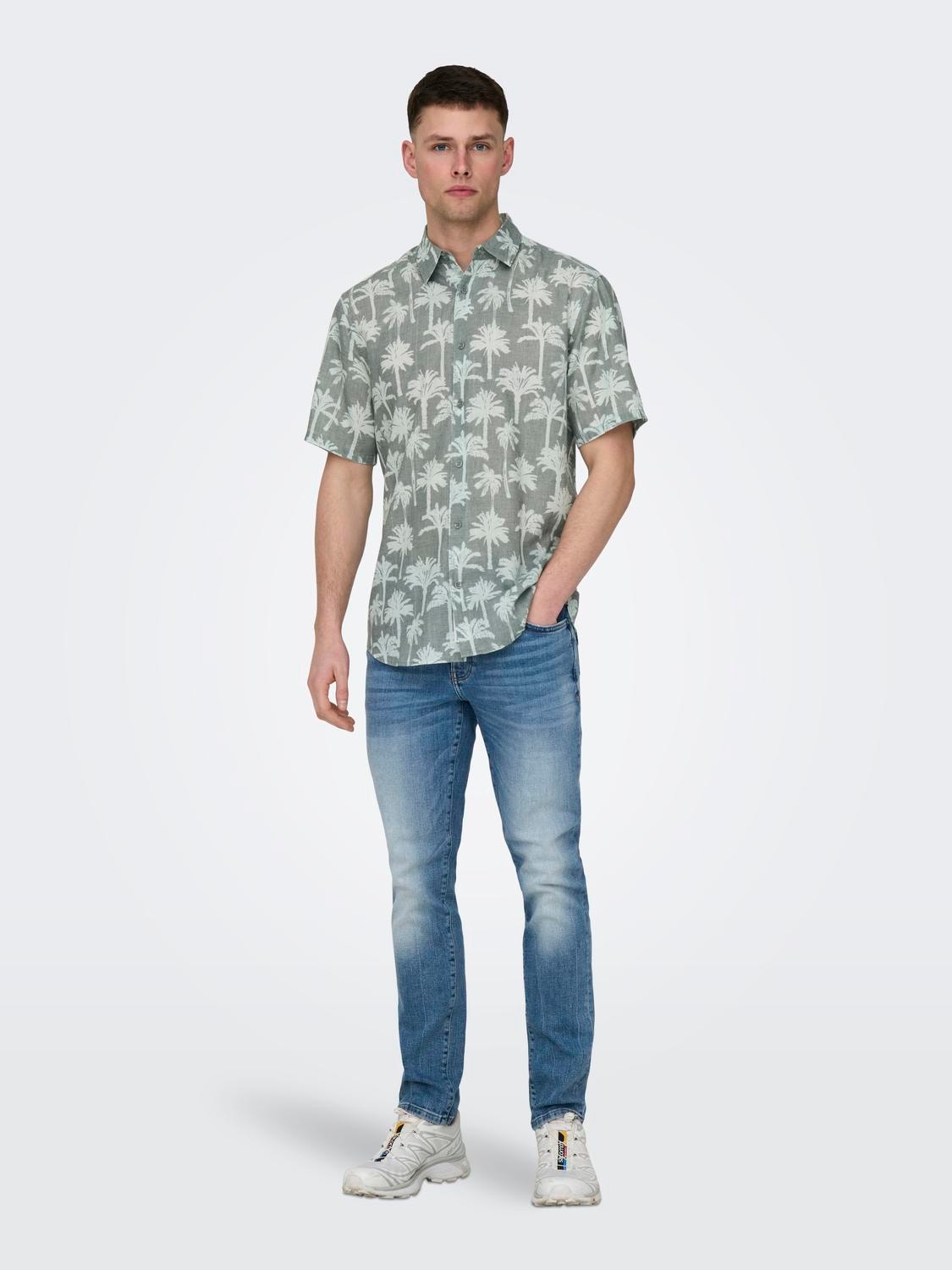 ONLY & SONS Regular Fit Shirt collar Shirt -Dark Forest - 22028516