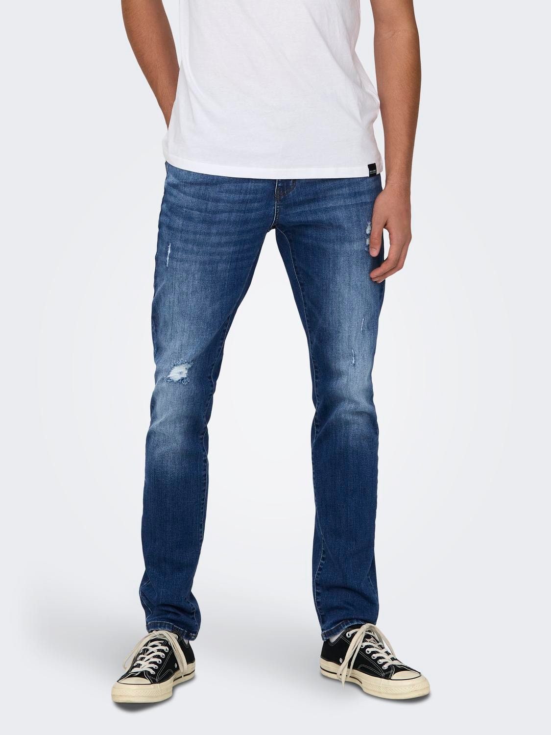 ONLY & SONS Slim Fit Medelhög midja Jeans -Medium Blue Denim - 22028519