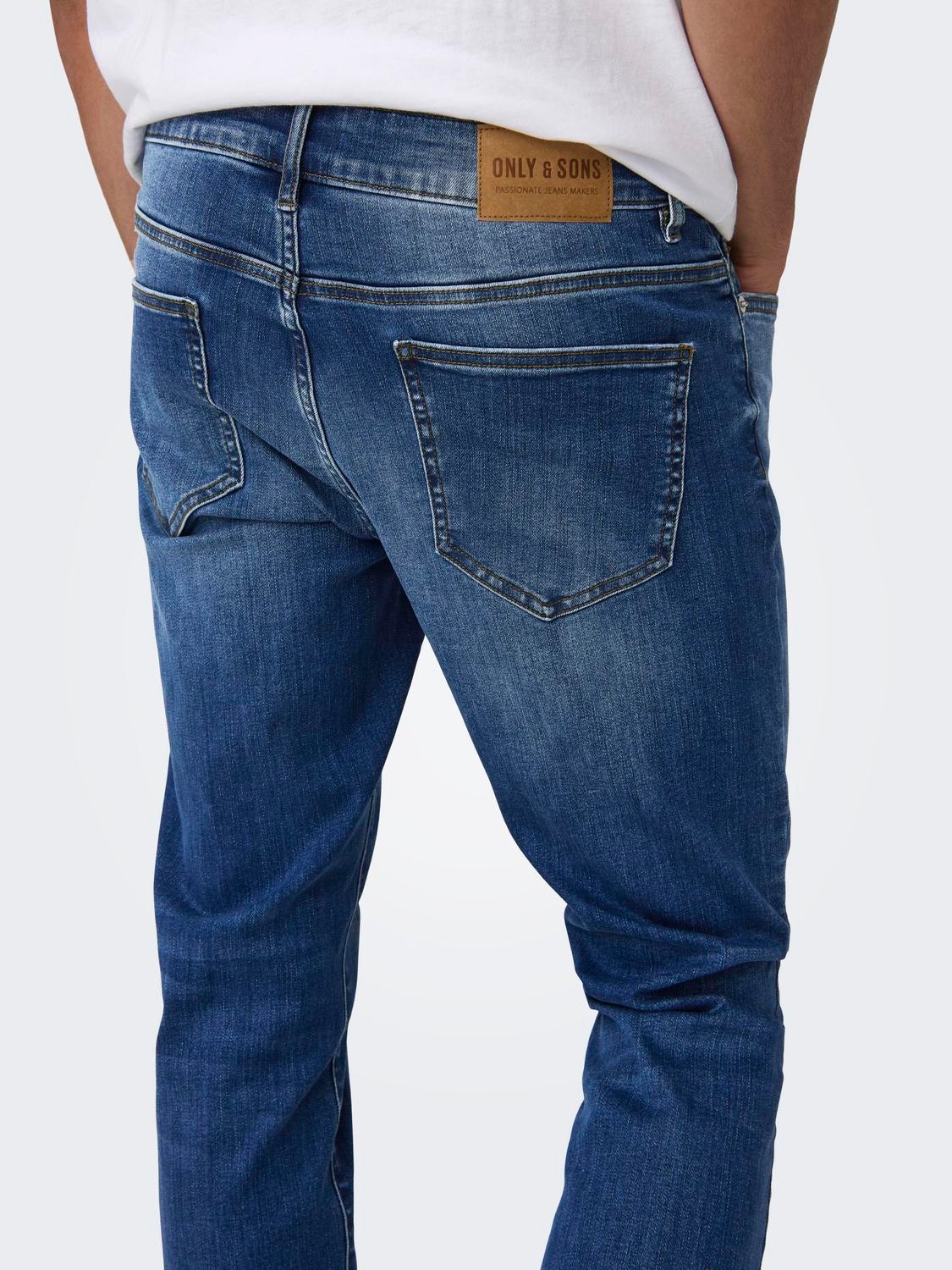 ONLY & SONS Slim Fit Middels høyt snitt Jeans -Medium Blue Denim - 22028519