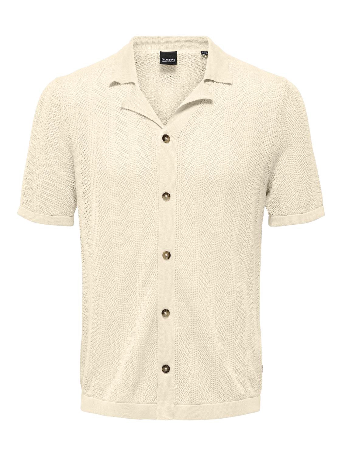 ONLY & SONS Strikket skjorte med korte ærmer -Antique White - 22028576