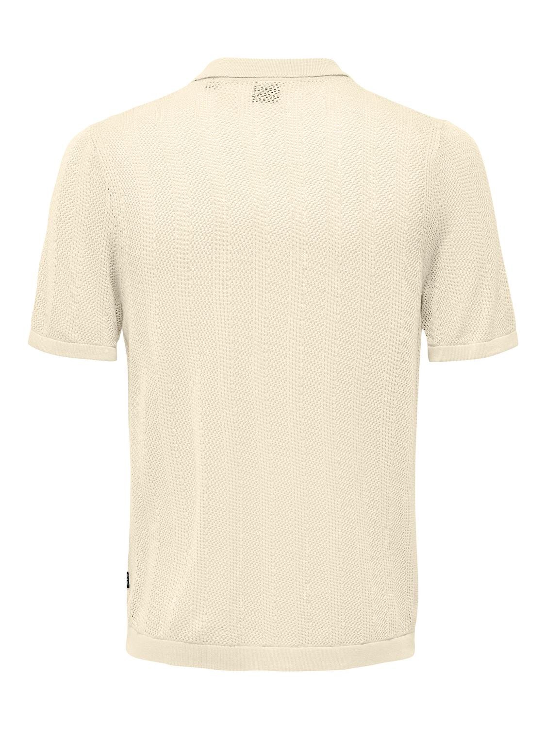 ONLY & SONS Strikket skjorte med korte ærmer -Antique White - 22028576