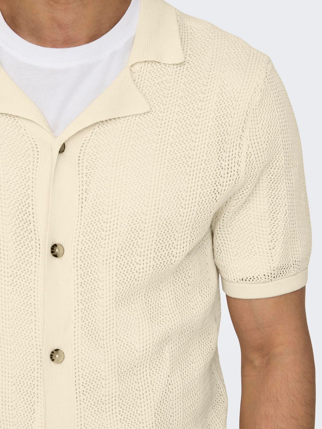 ONLY & SONS Knitted shirt with short sleeves -Antique White - 22028576