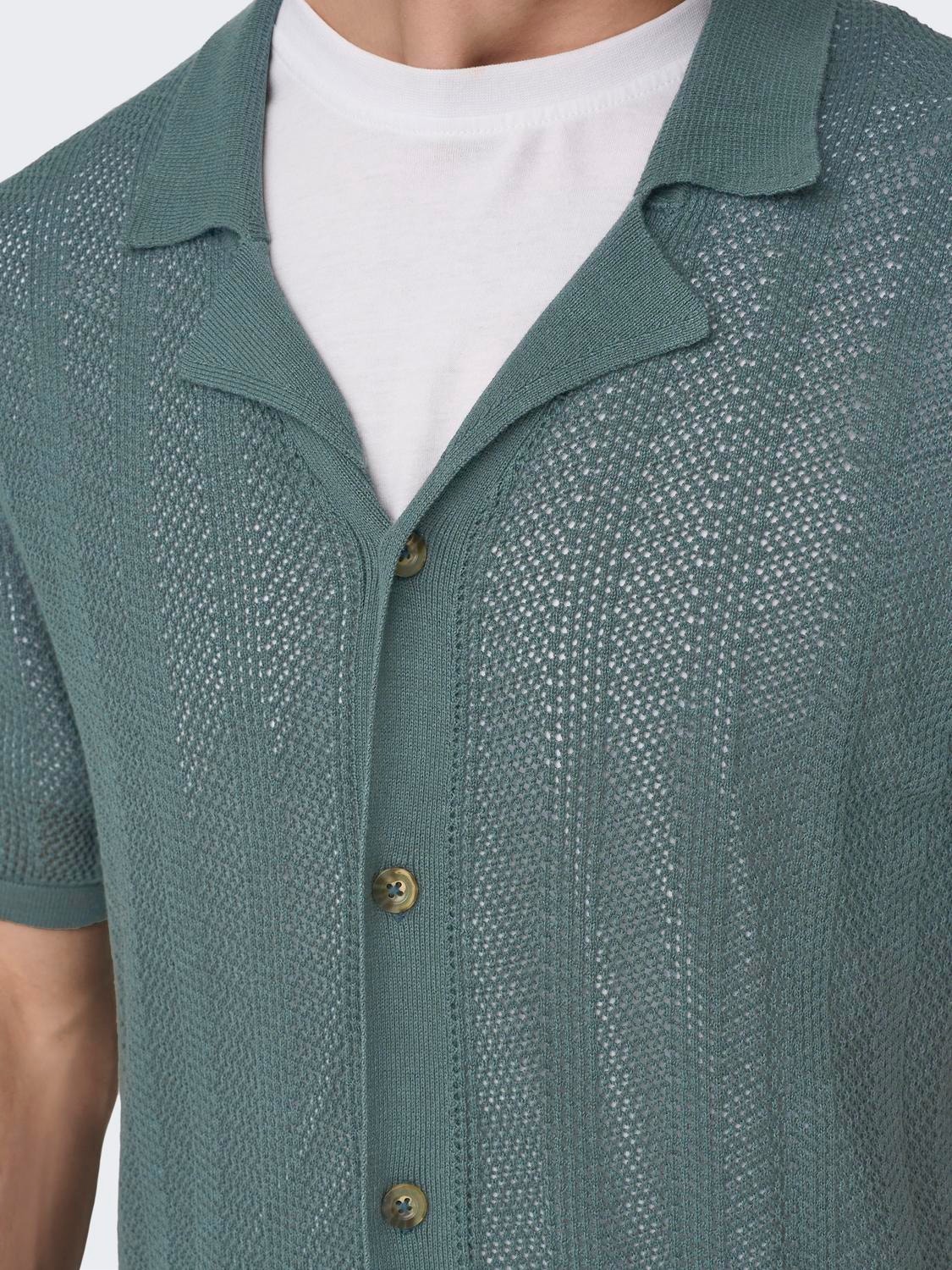 ONLY & SONS Cardigan in Maglia Regular Fit Colletto hawaiano -Balsam Green - 22028576