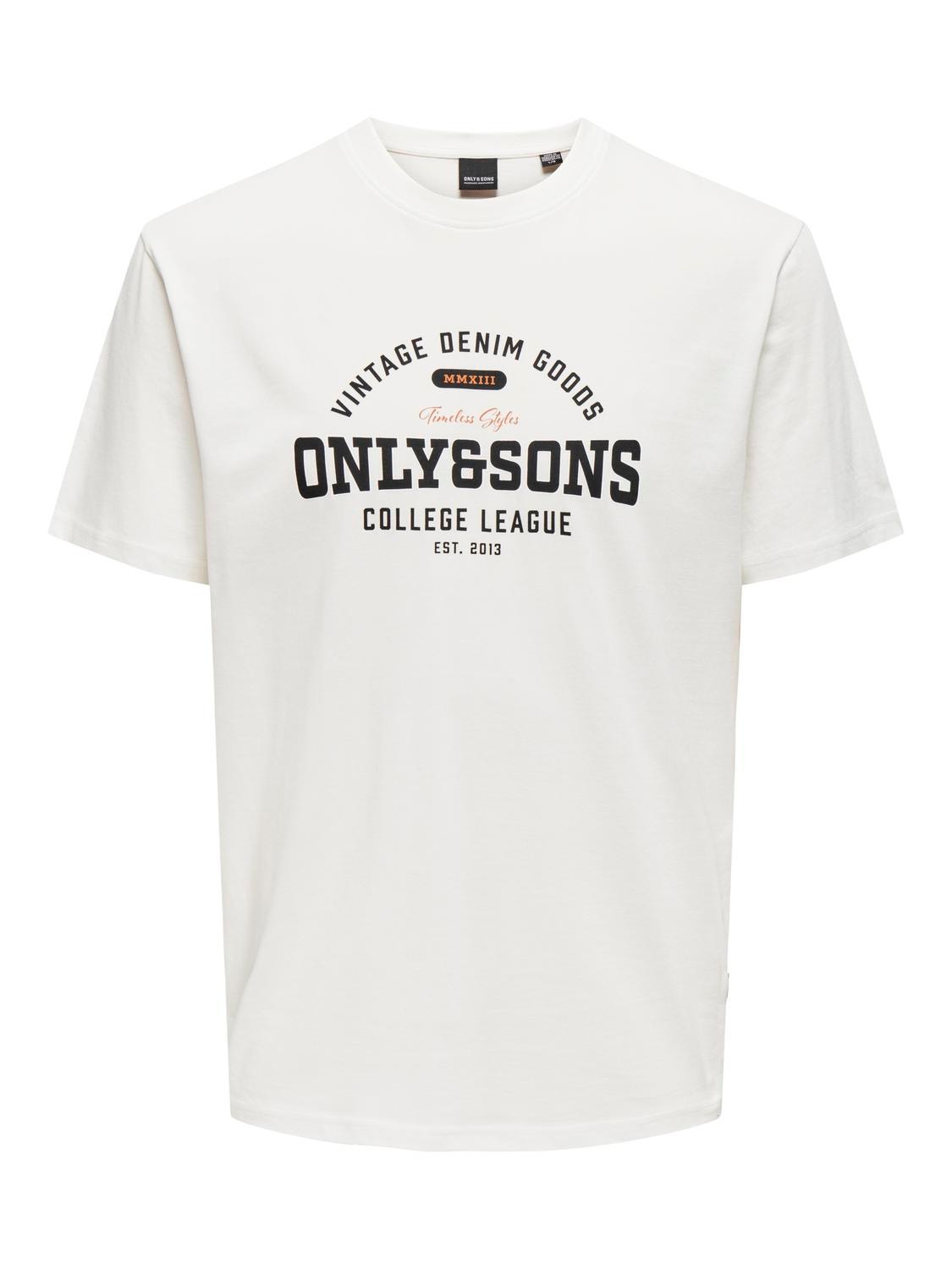 ONLY & SONS O-neck t-shirt with print -Cloud Dancer - 22028593