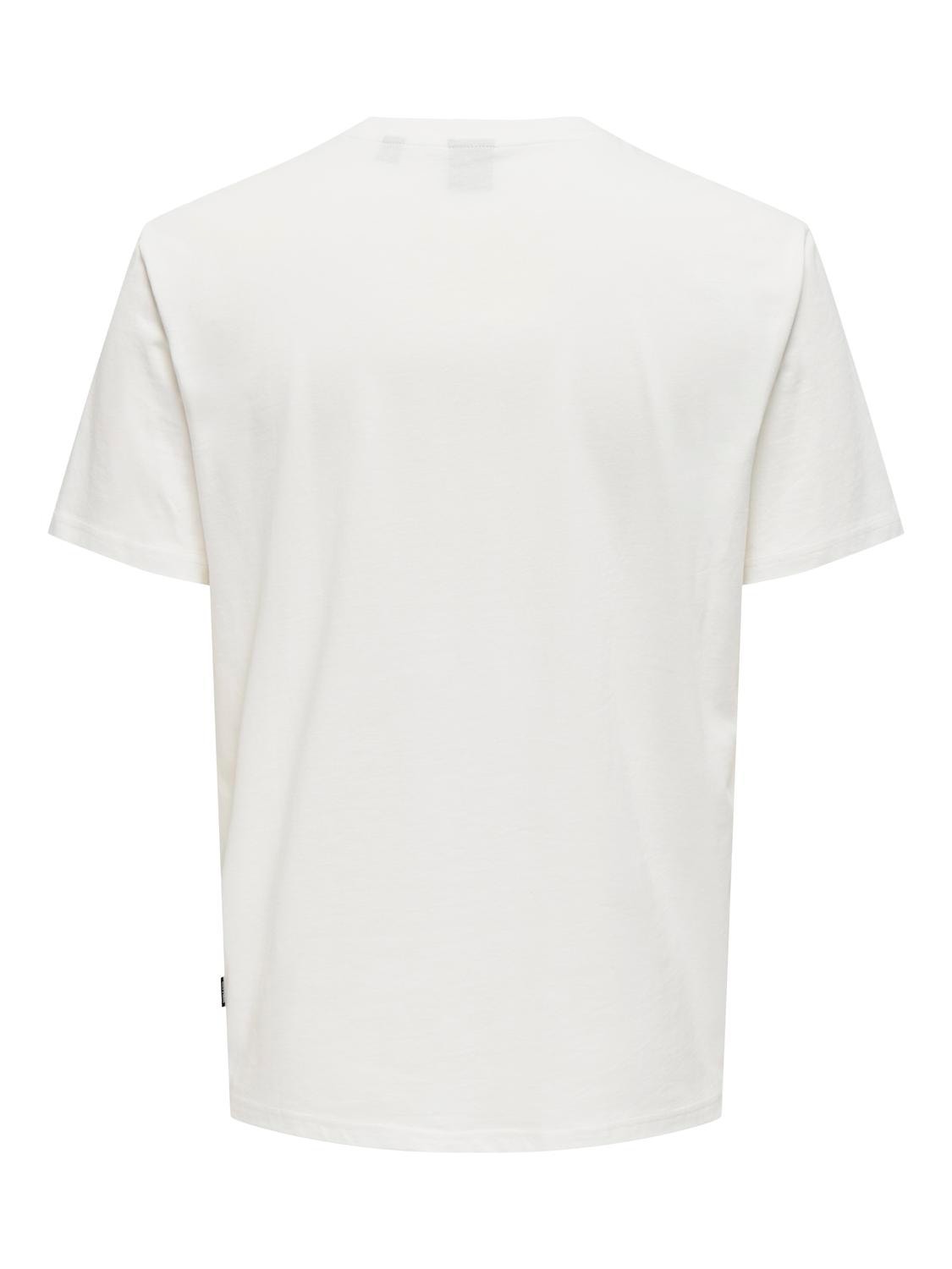 ONLY & SONS O-neck t-shirt with print -Cloud Dancer - 22028593