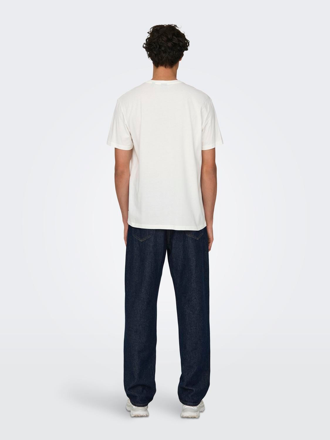 ONLY & SONS Normal passform O-ringning T-shirt -Cloud Dancer - 22028593