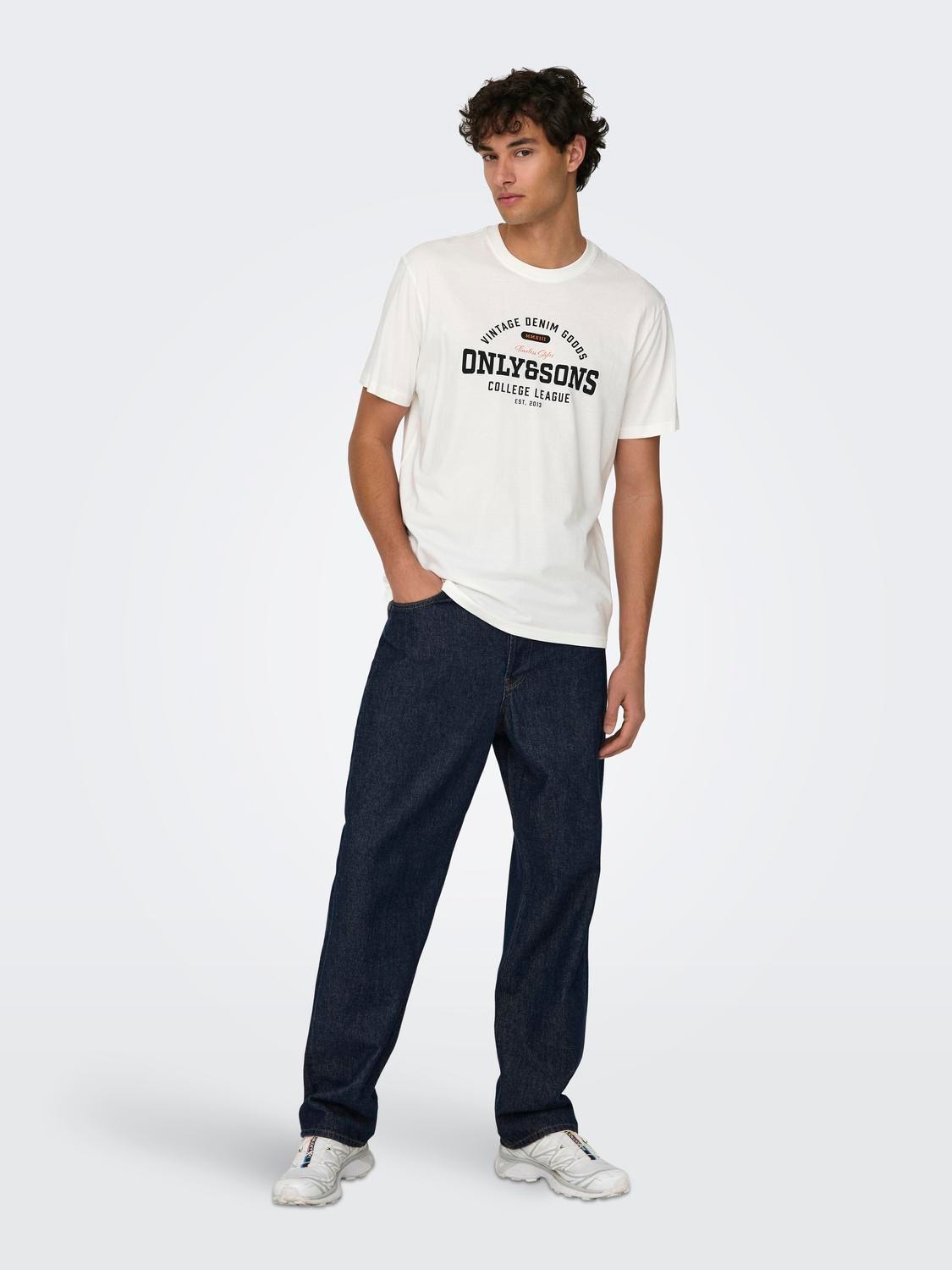 ONLY & SONS T-shirts Regular Fit Col rond -Cloud Dancer - 22028593