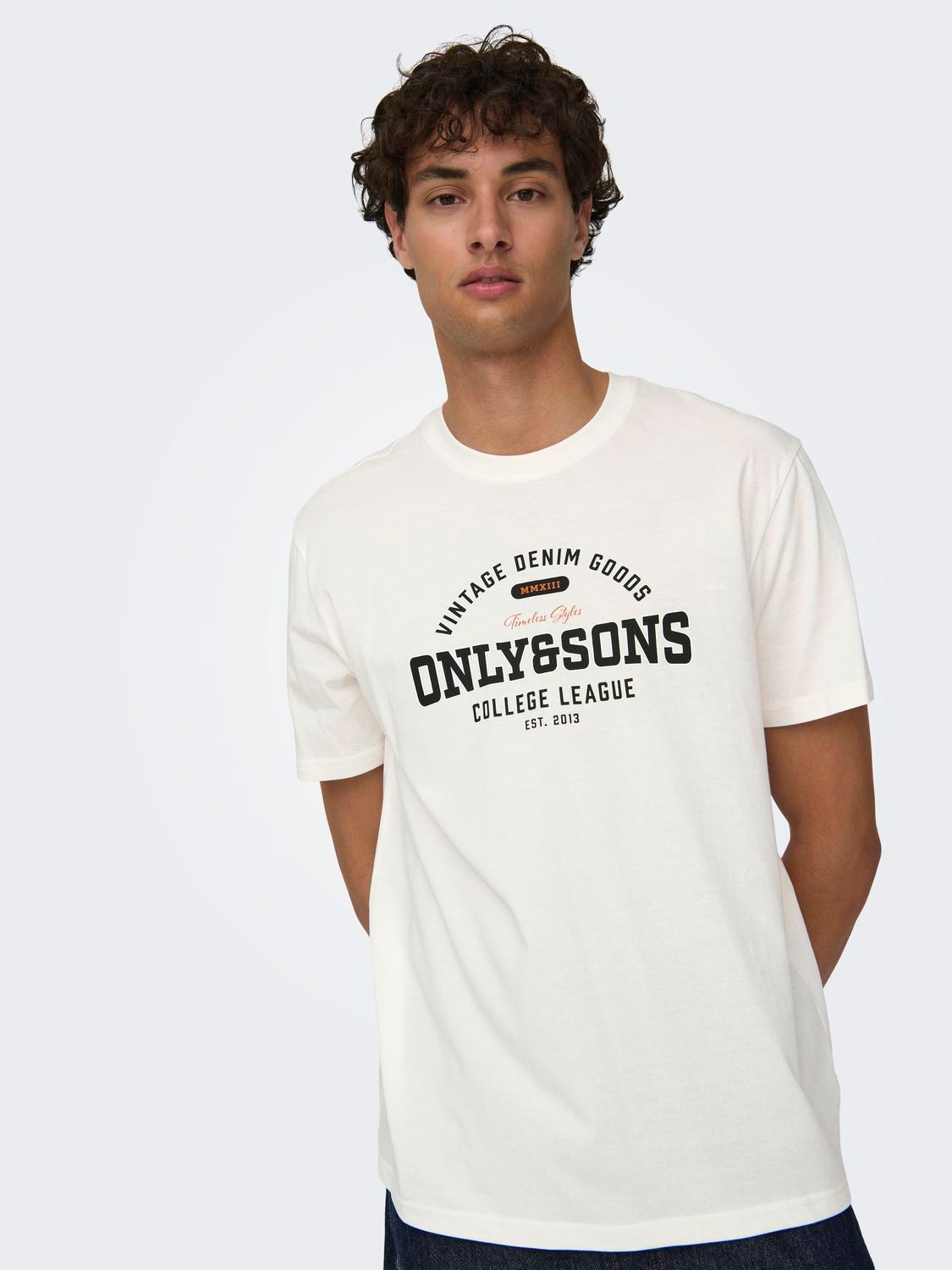 ONLY & SONS T-shirts Regular Fit Col rond -Cloud Dancer - 22028593