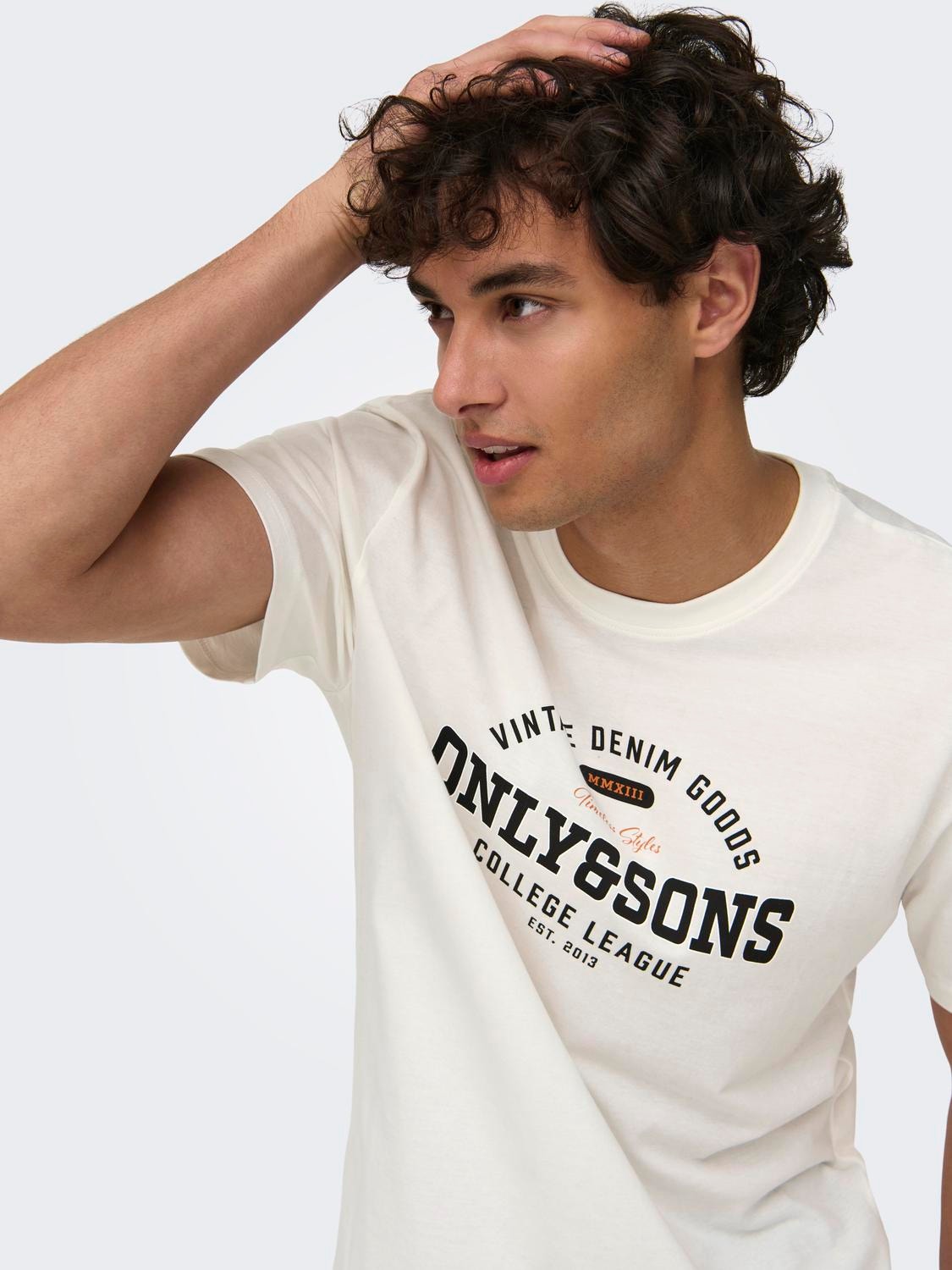 ONLY & SONS Normal passform O-ringning T-shirt -Cloud Dancer - 22028593