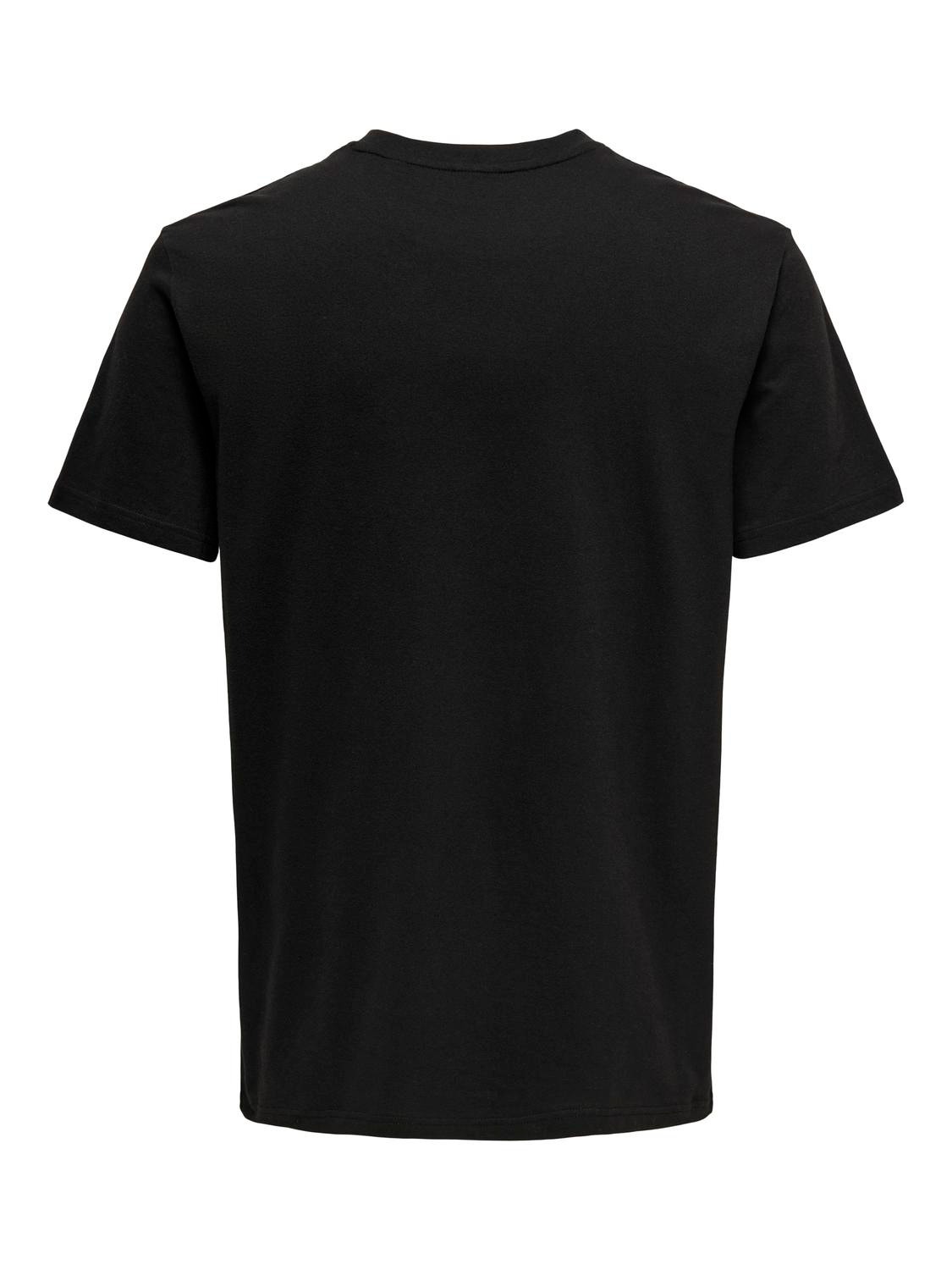 ONLY & SONS Regular Fit Round Neck T-Shirt -Black - 22028593