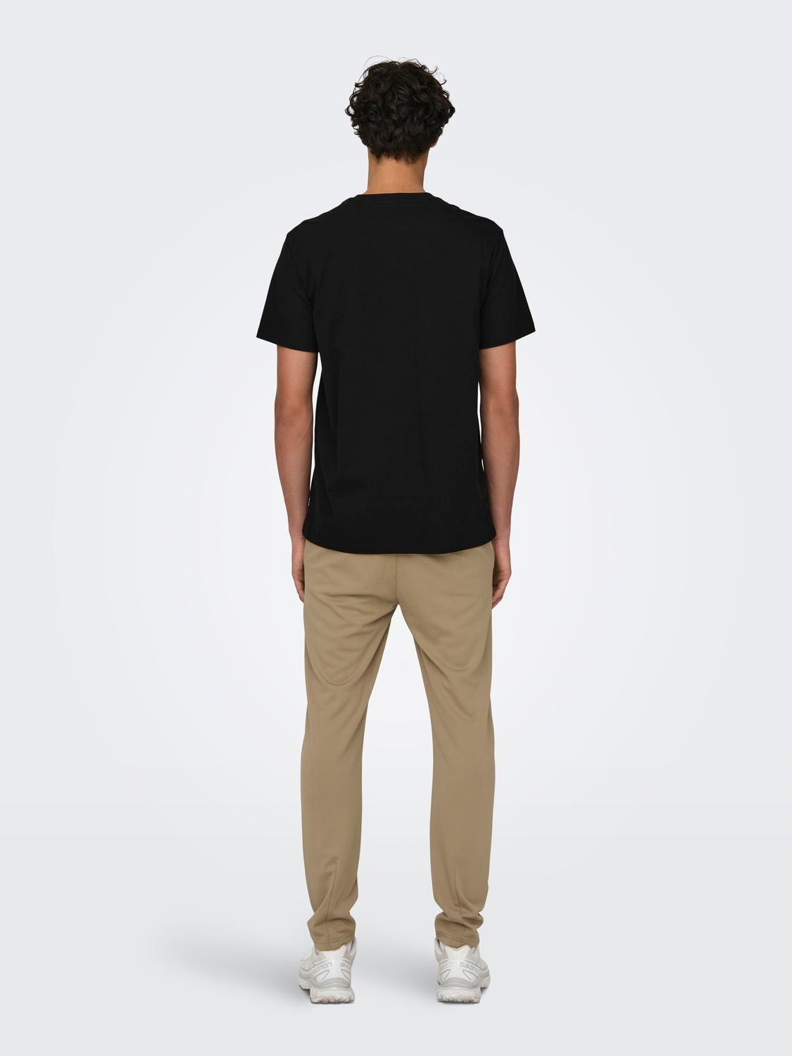 ONLY & SONS Regular Fit Round Neck T-Shirt -Black - 22028593