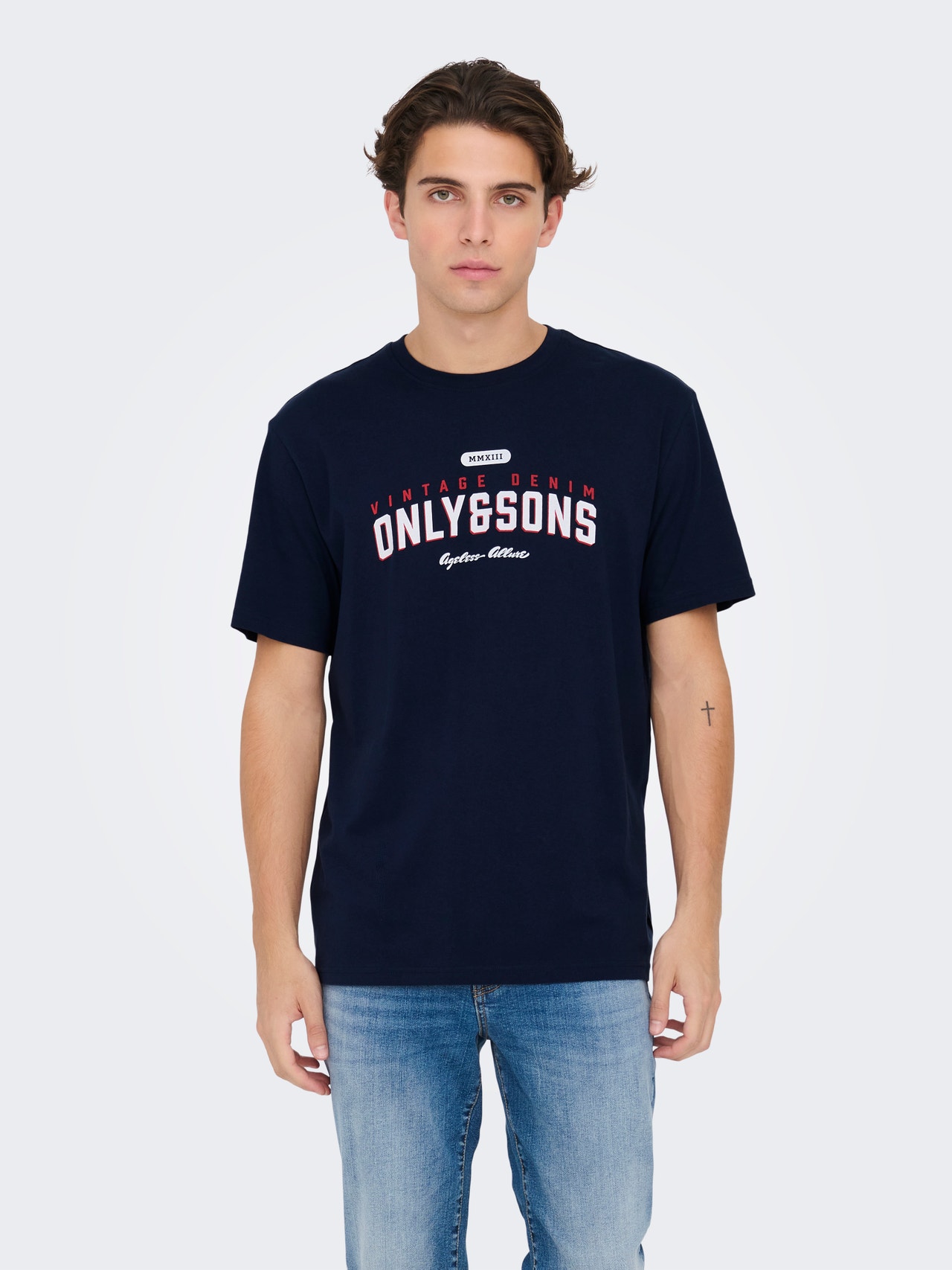 ONLY & SONS Normal geschnitten Rundhals T-Shirt -Navy Blazer - 22028593