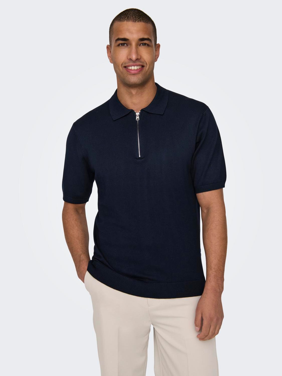 ONLY & SONS Regular Fit Polo Pullover -Dark Navy - 22028606
