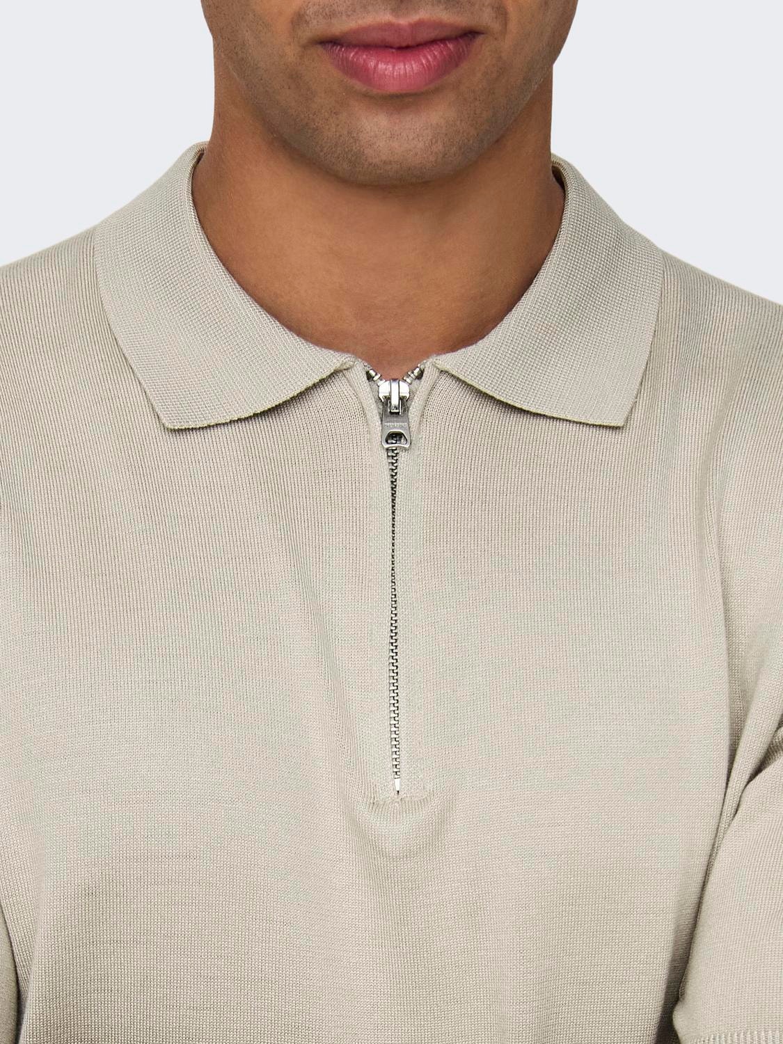 ONLY & SONS Normal passform Piké Pullover -Silver Lining - 22028606