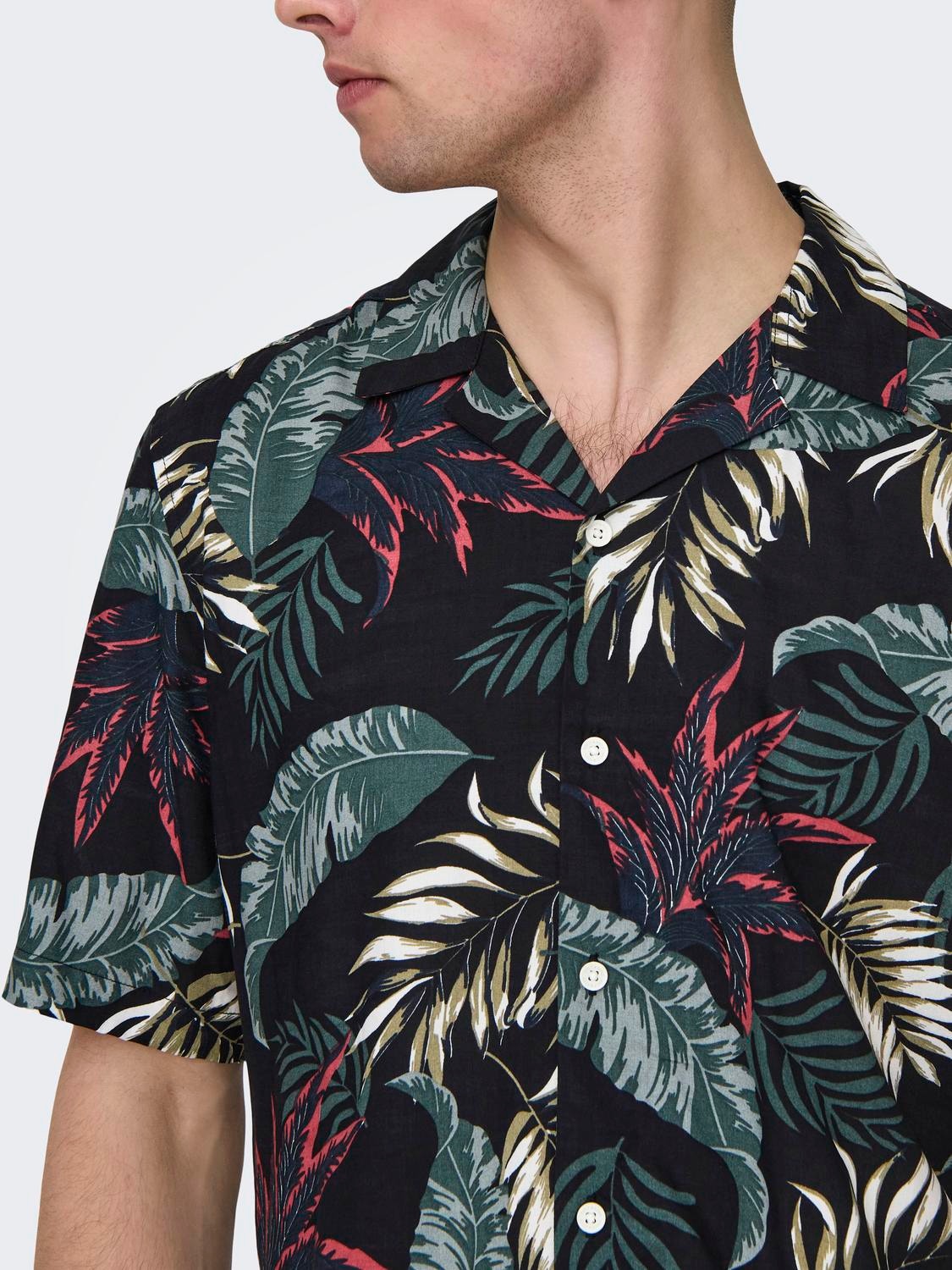 ONLY & SONS Short sleeved shirt with pattern -Black - 22028616