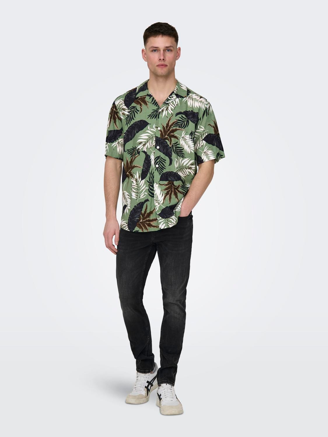ONLY & SONS Regular fit Resort kraag Overhemd -Hedge Green - 22028616