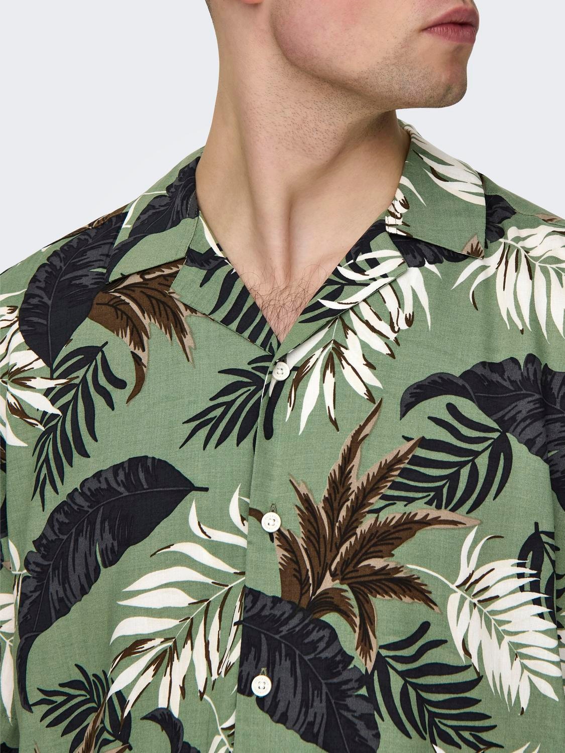 ONLY & SONS Short sleeved shirt with pattern -Hedge Green - 22028616