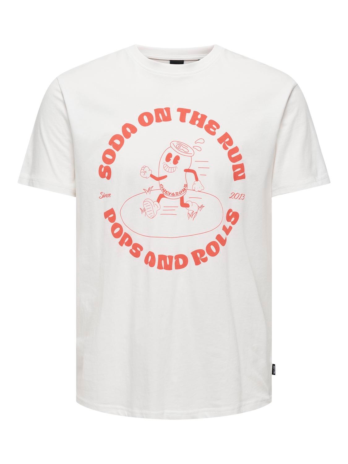 ONLY & SONS O-hals t-shirt med print -Cloud Dancer - 22028688