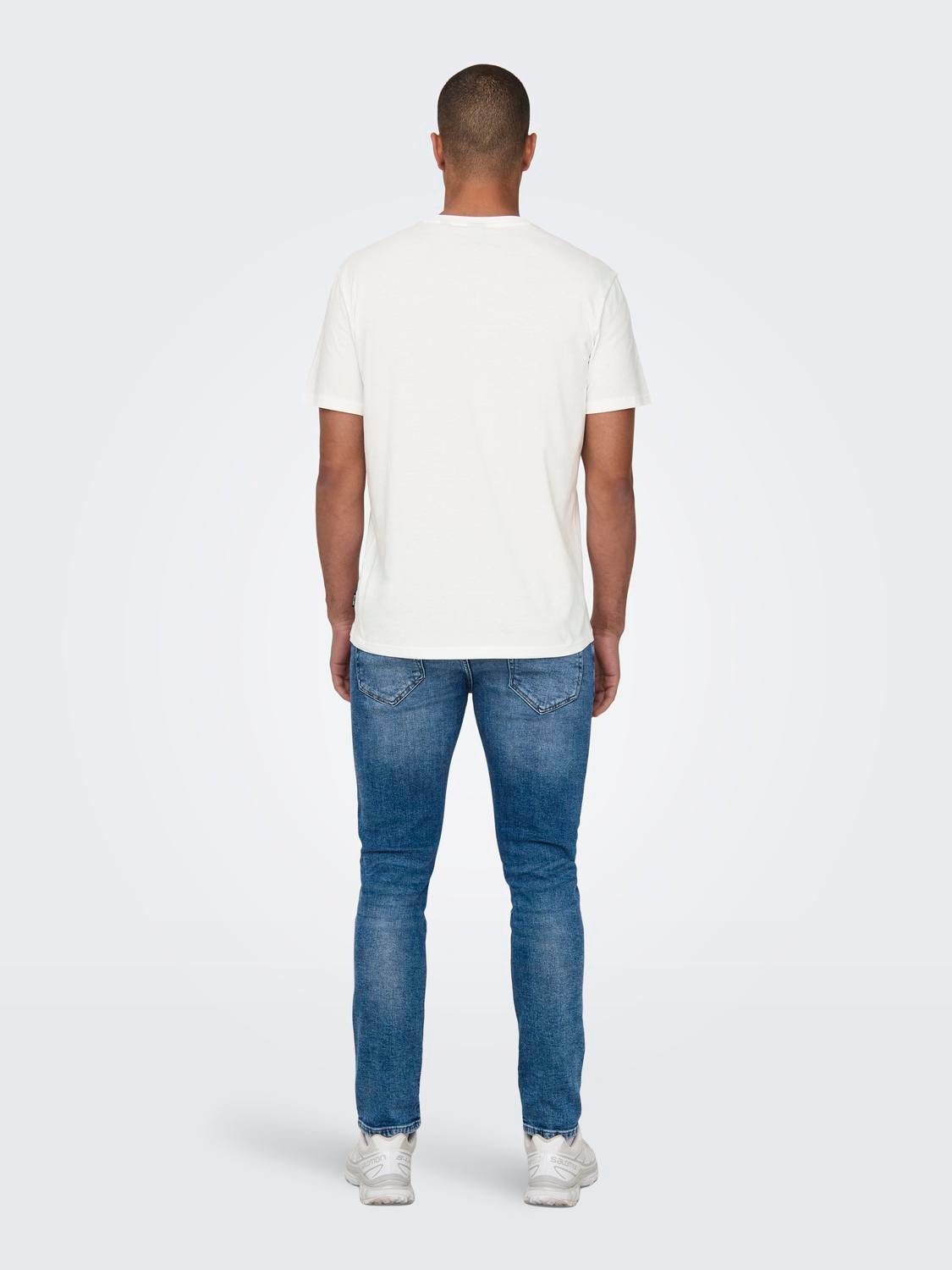 ONLY & SONS O-neck t-shirt with print -Cloud Dancer - 22028688