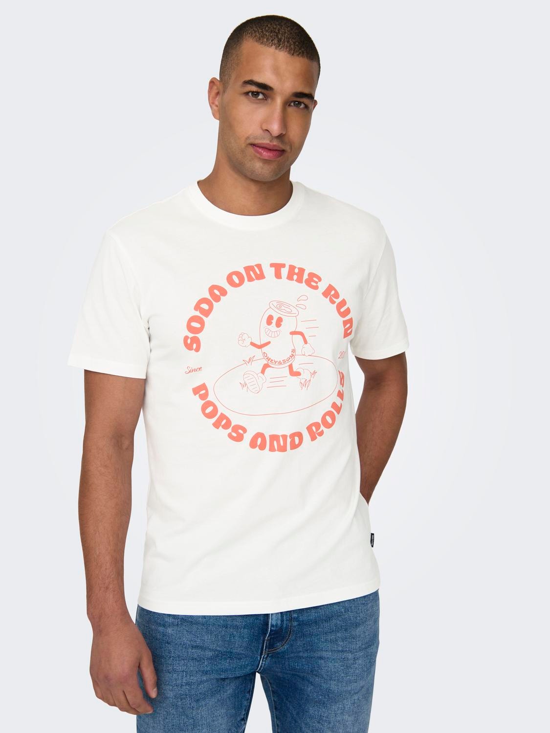 ONLY & SONS Normal geschnitten Rundhals T-Shirt -Cloud Dancer - 22028688