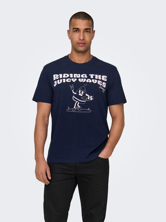 ONLY & SONS O-hals t-shirt med print - 22028688