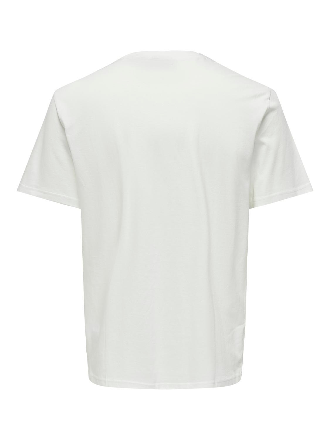 ONLY & SONS Regular Fit Round Neck T-Shirt -Cloud Dancer - 22028735