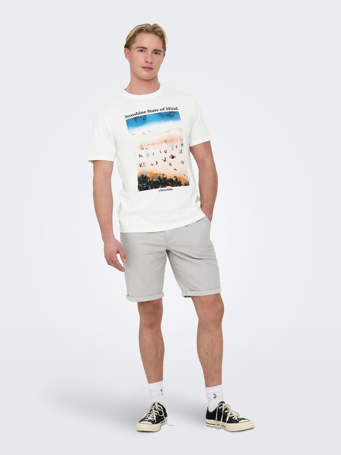 ONLY & SONS Regular fit O-hals T-shirts -Cloud Dancer - 22028735