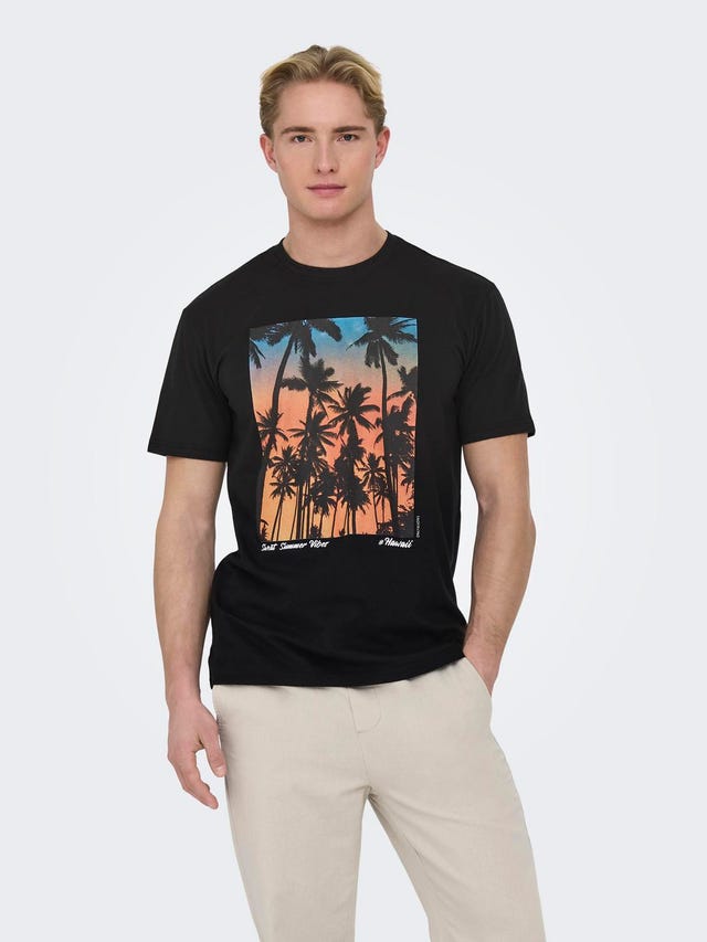 ONLY & SONS O-neck t-shirt with print - 22028735