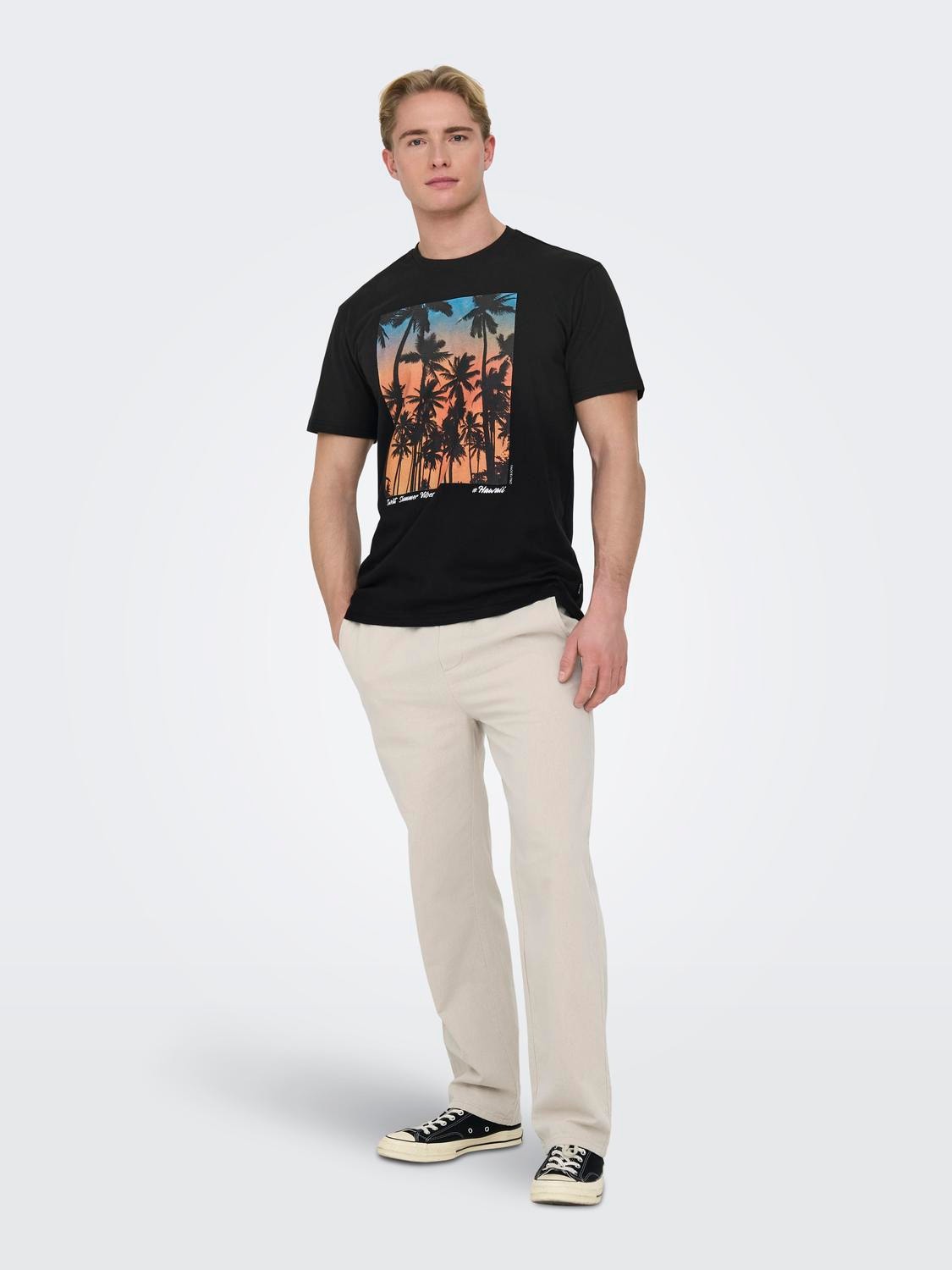 ONLY & SONS O-neck t-shirt with print -Black - 22028735