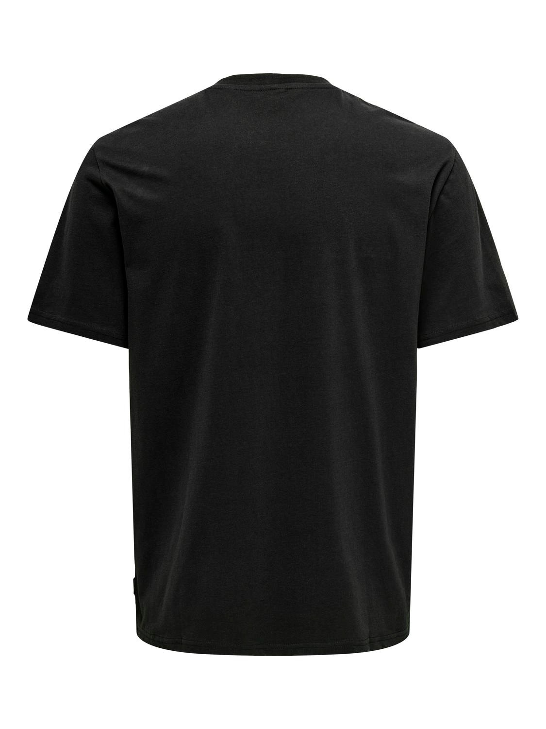 ONLY & SONS Regular Fit Round Neck T-Shirt -Black - 22028752
