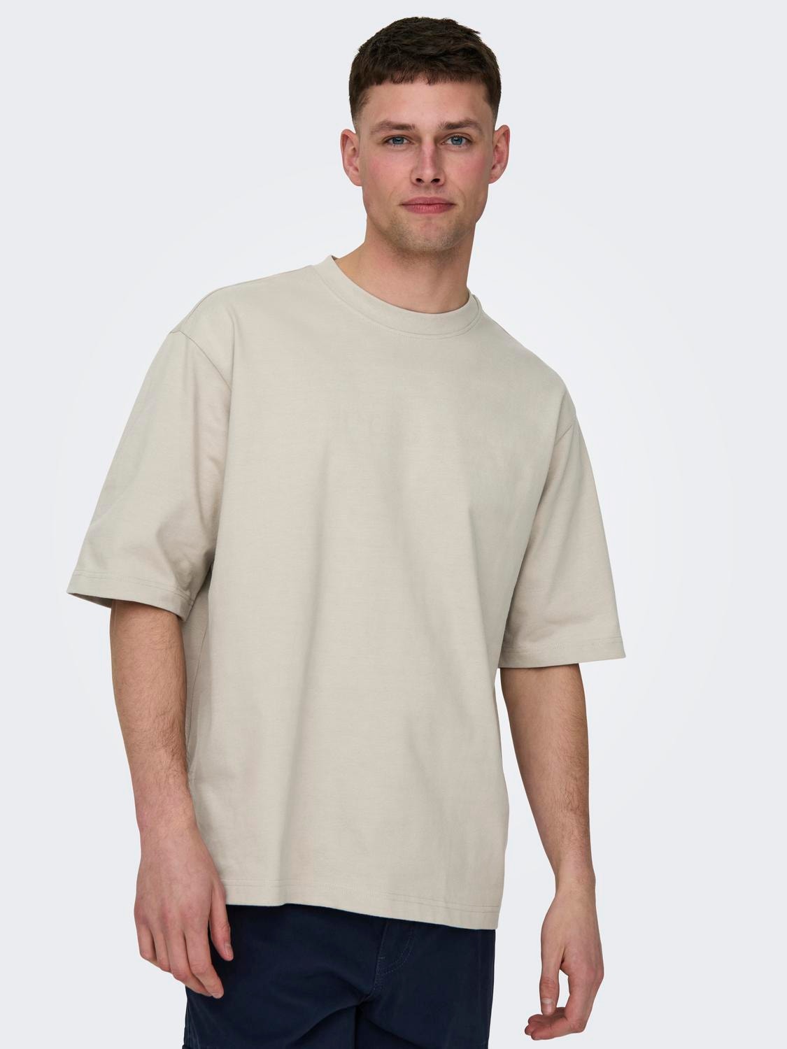 ONLY & SONS Krój swobodny Okrągły dekolt T-shirt -Silver Lining - 22028766