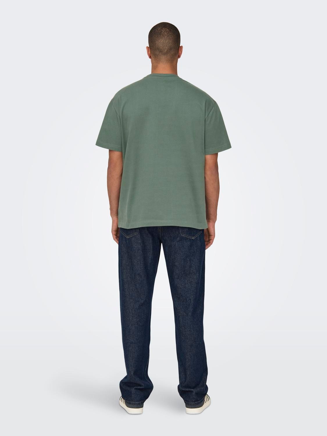 ONLY & SONS Locker geschnitten Rundhals T-Shirt -Balsam Green - 22028766