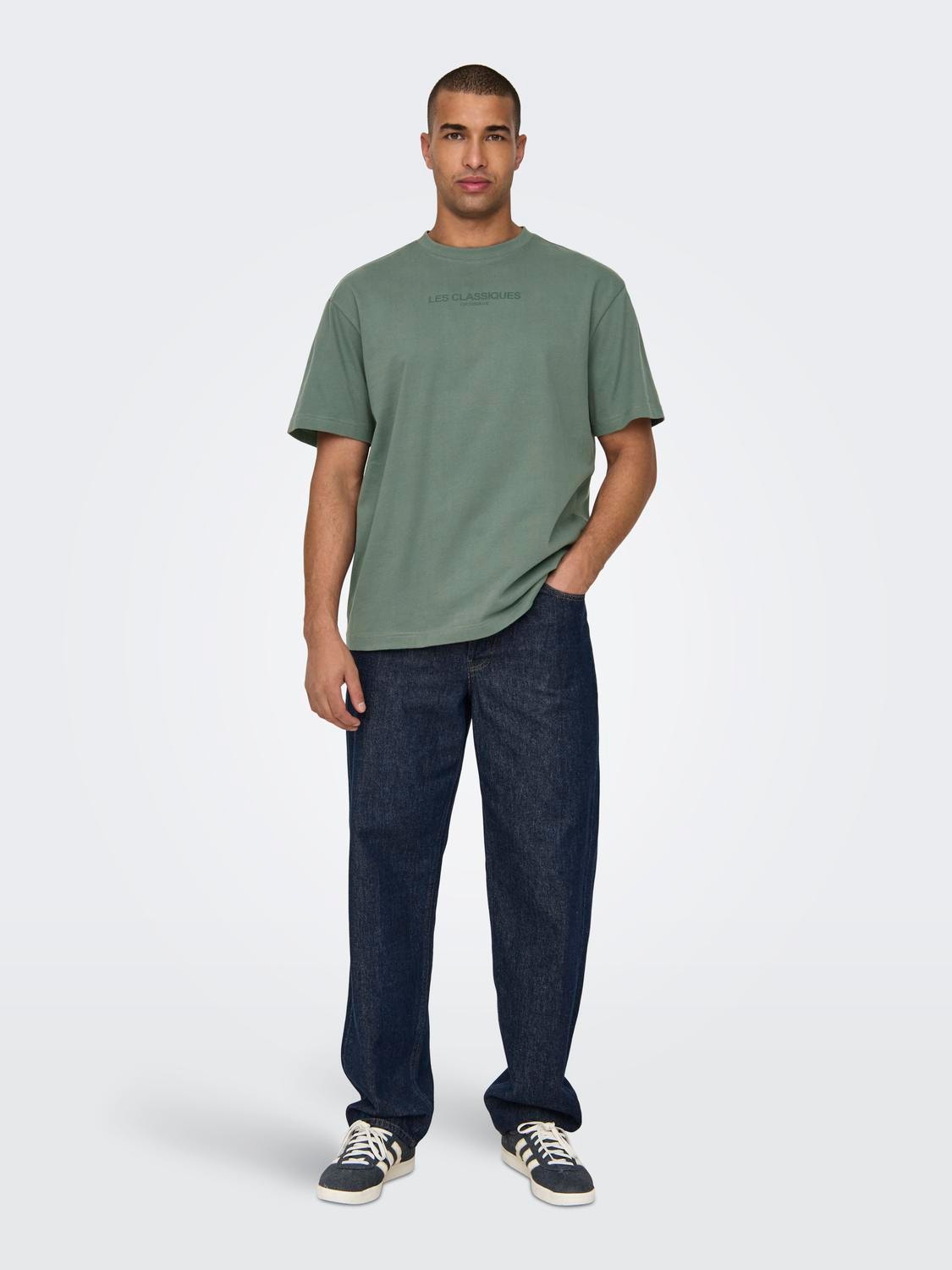 ONLY & SONS Relaxed fit O-pääntie T-paidat -Balsam Green - 22028766