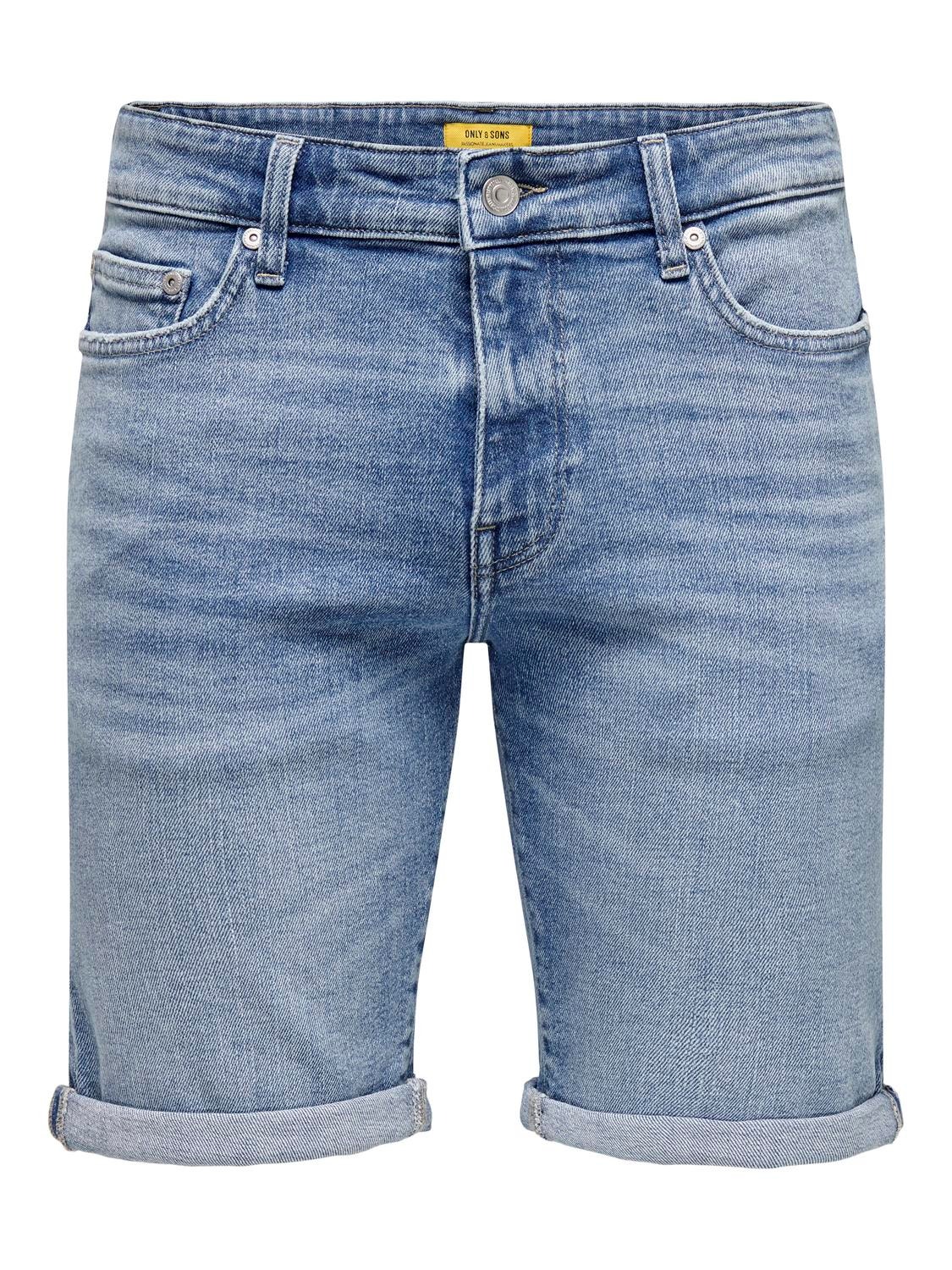 ONLY & SONS Shorts Corte regular Cintura media -Medium Blue Denim - 22028772