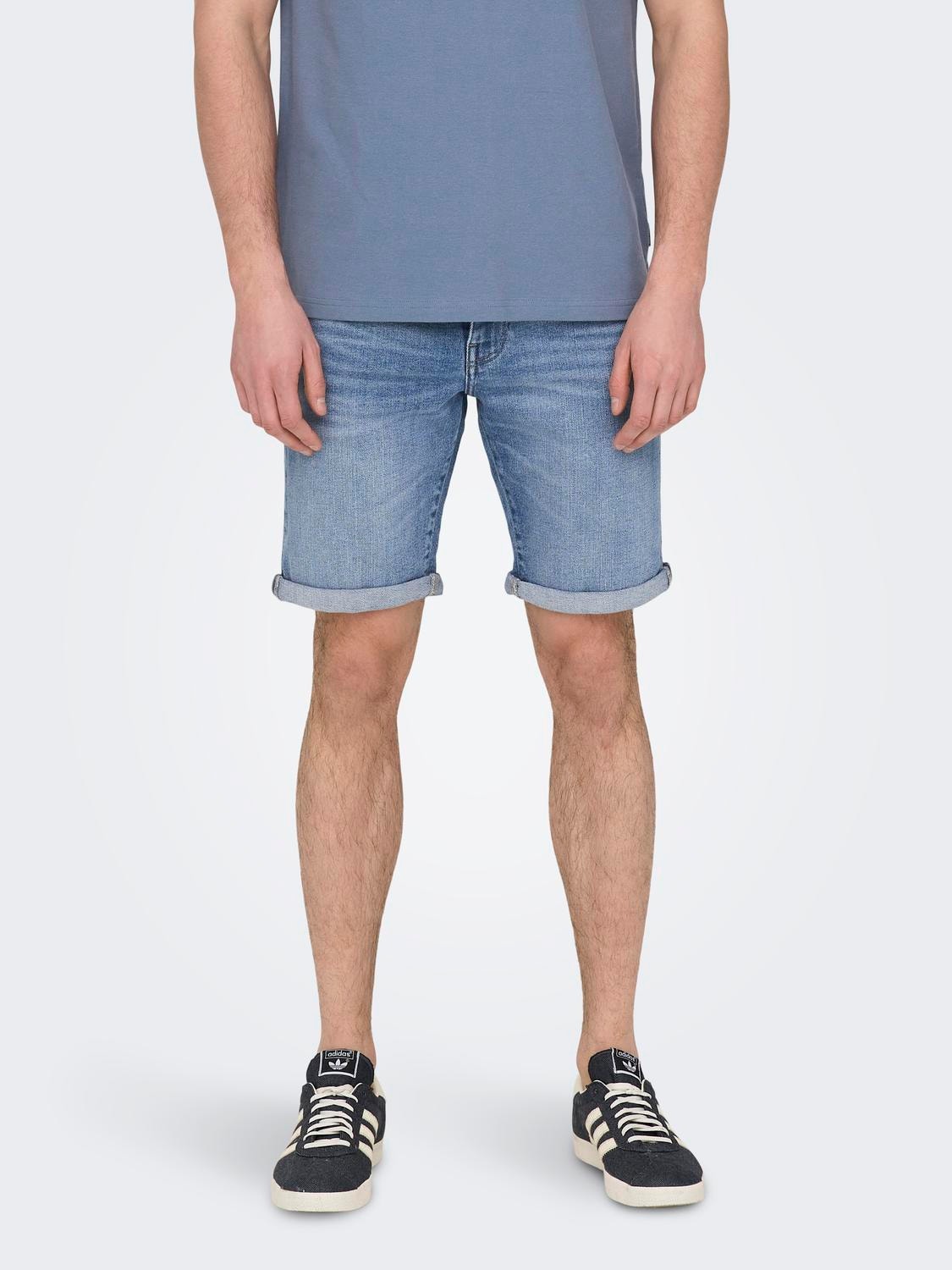 ONLY & SONS Normal geschnitten Mittlere Taille Shorts -Medium Blue Denim - 22028772