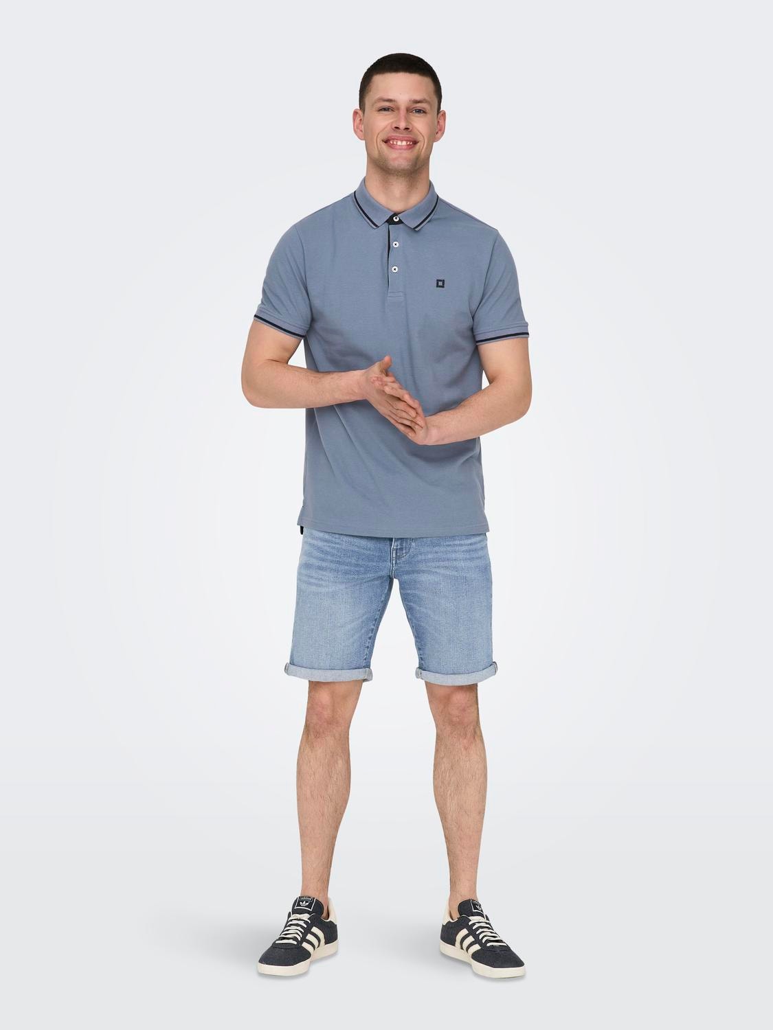 ONLY & SONS Regular Fit Middels høy midje Shorts -Medium Blue Denim - 22028772