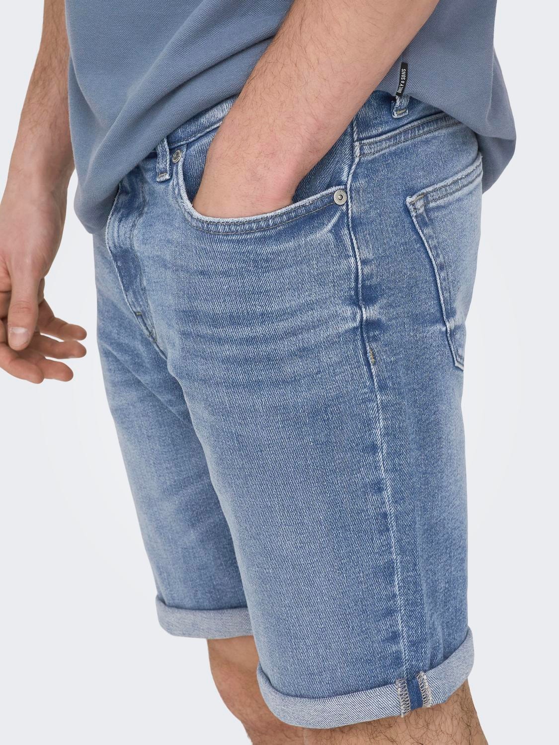 ONLY & SONS Slim fit denim shorts -Medium Blue Denim - 22028772