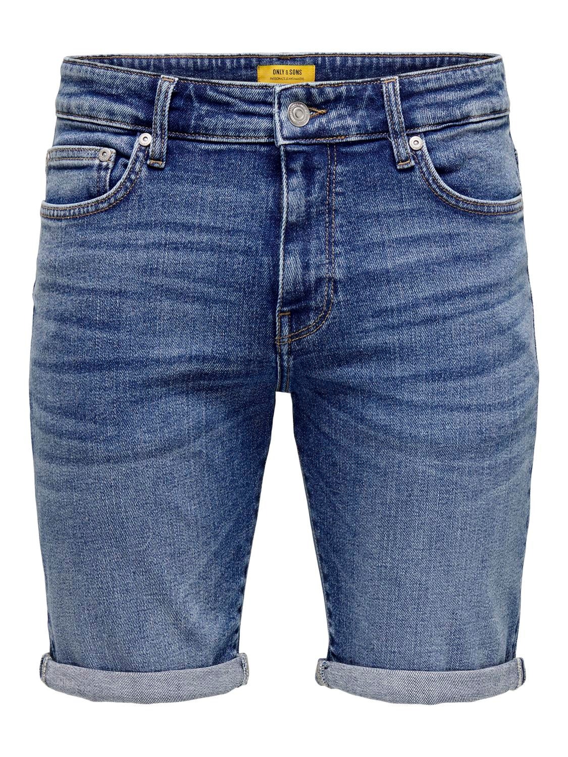 ONLY & SONS Regular Fit Mid waist Shorts -Dark Blue Denim - 22028773