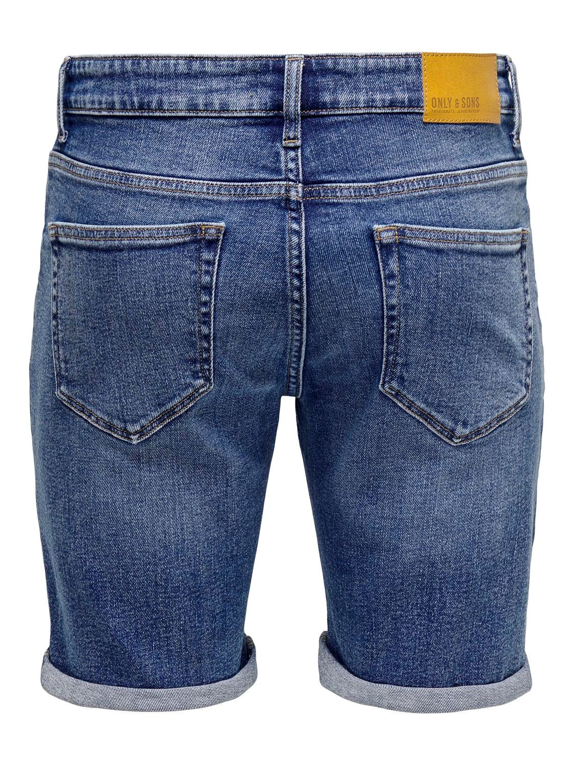 ONLY & SONS Regular fit Mid waist Shorts -Dark Blue Denim - 22028773
