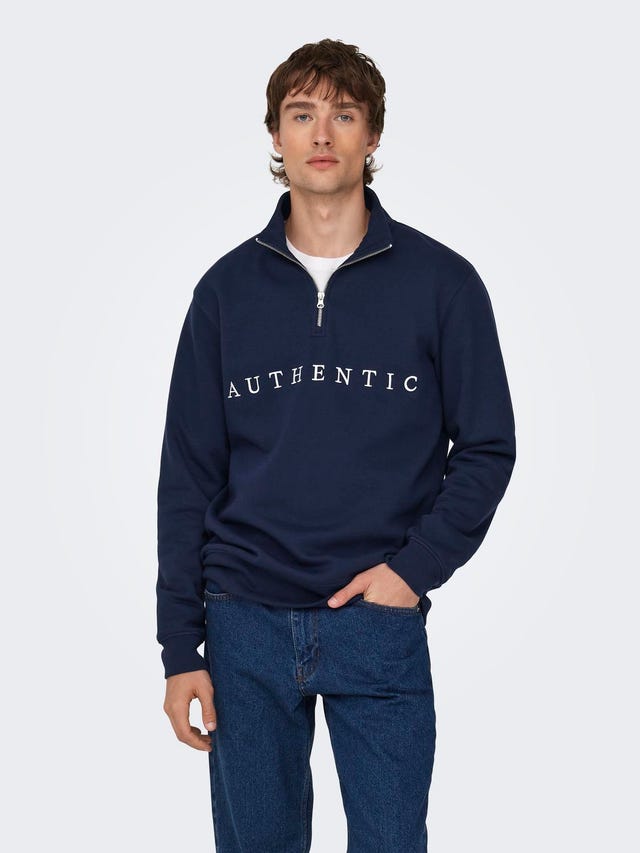 ONLY & SONS Half-zip sweatshirt with high neck - 22028797