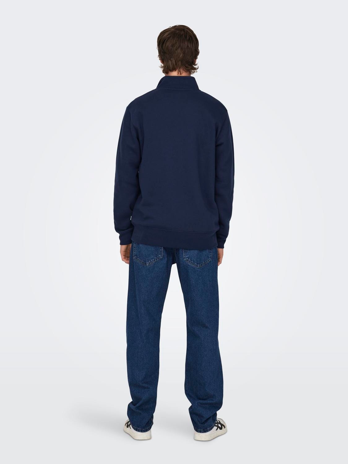 ONLY & SONS Half-zip sweatshirt med høj hals -Navy Blazer - 22028797
