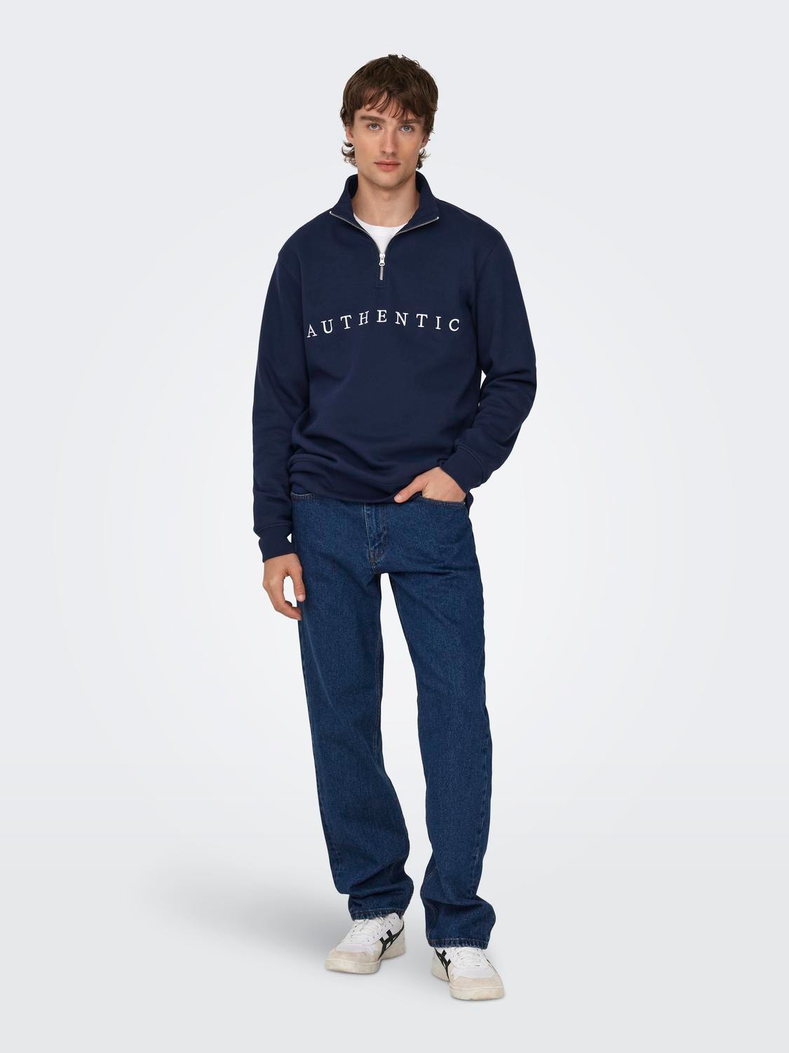 ONLY & SONS Regular fit Hoge hals Sweatshirt -Navy Blazer - 22028797